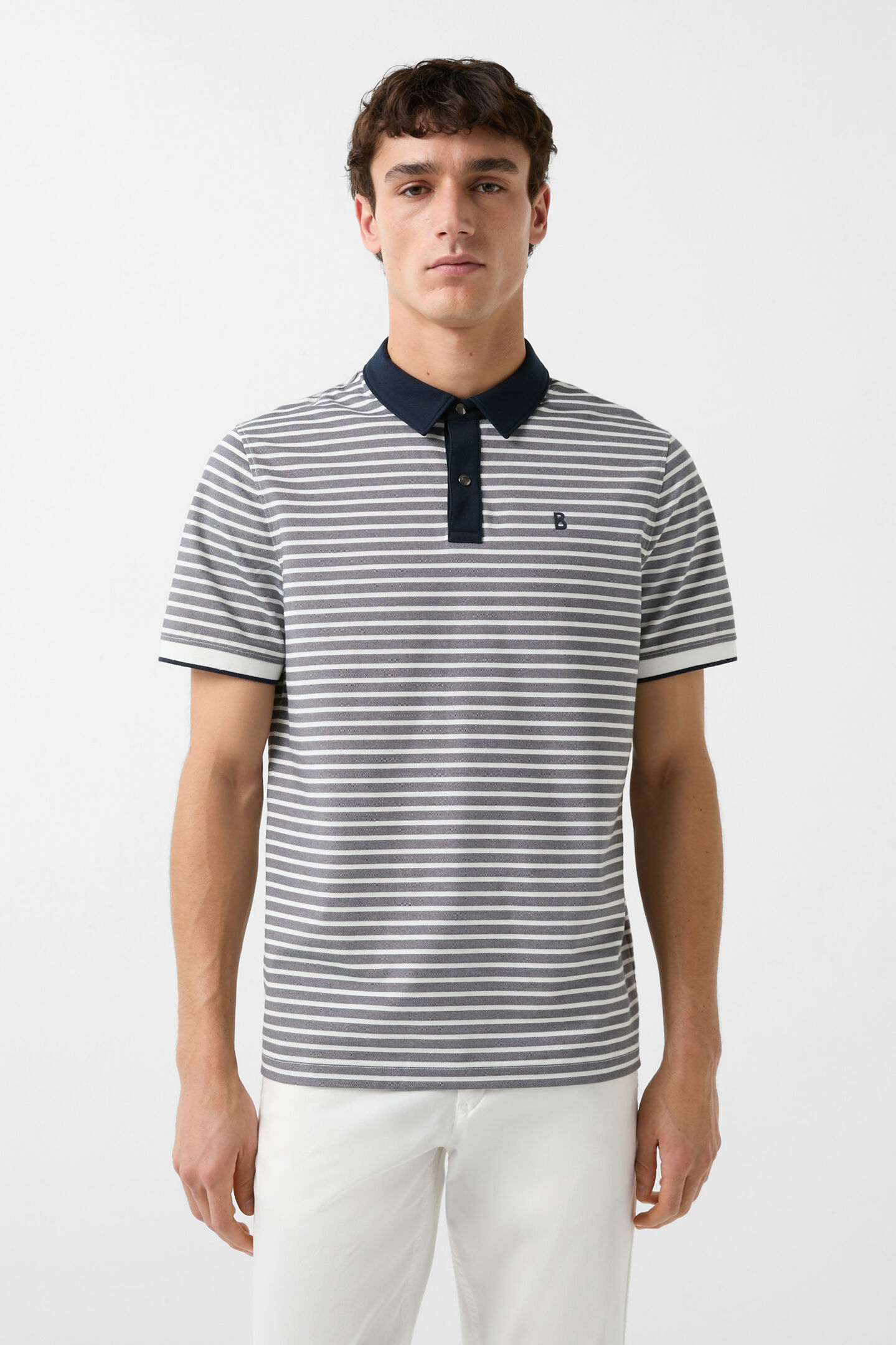Polo-Shirt Timo Navy-Blau/Weiß