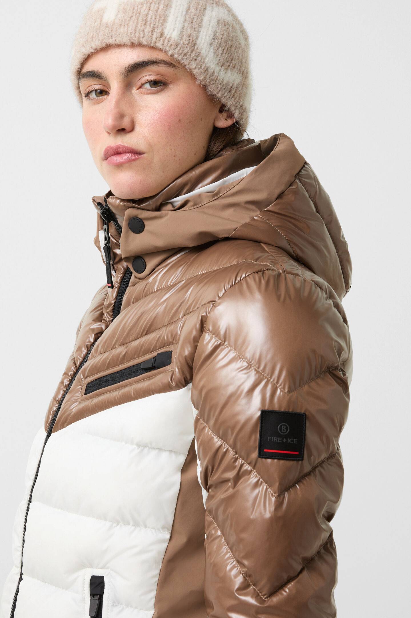 Farina quilted jacket Caramel/white