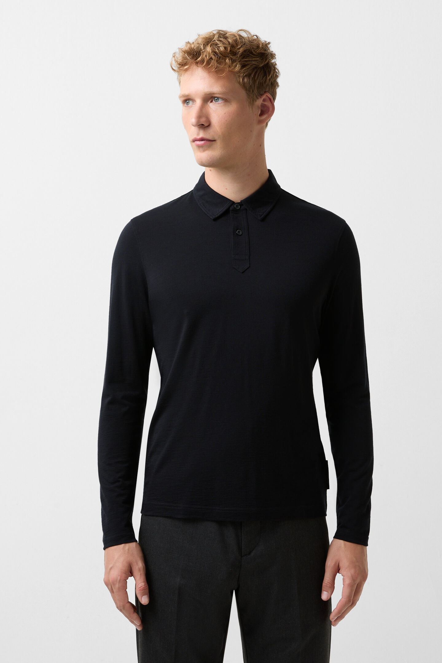 Poloshirt-longsleeve Lennon Zwart