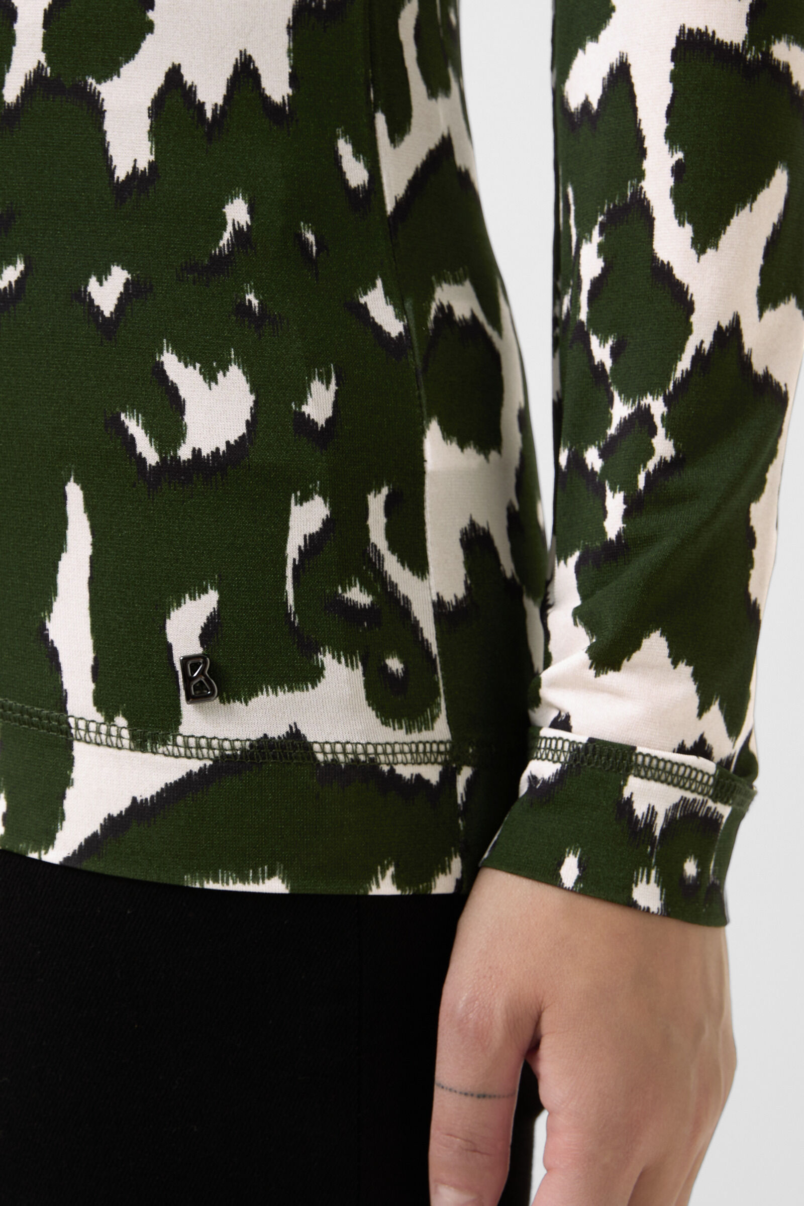 T-shirt long Andriana Vert/cr&egrave;me