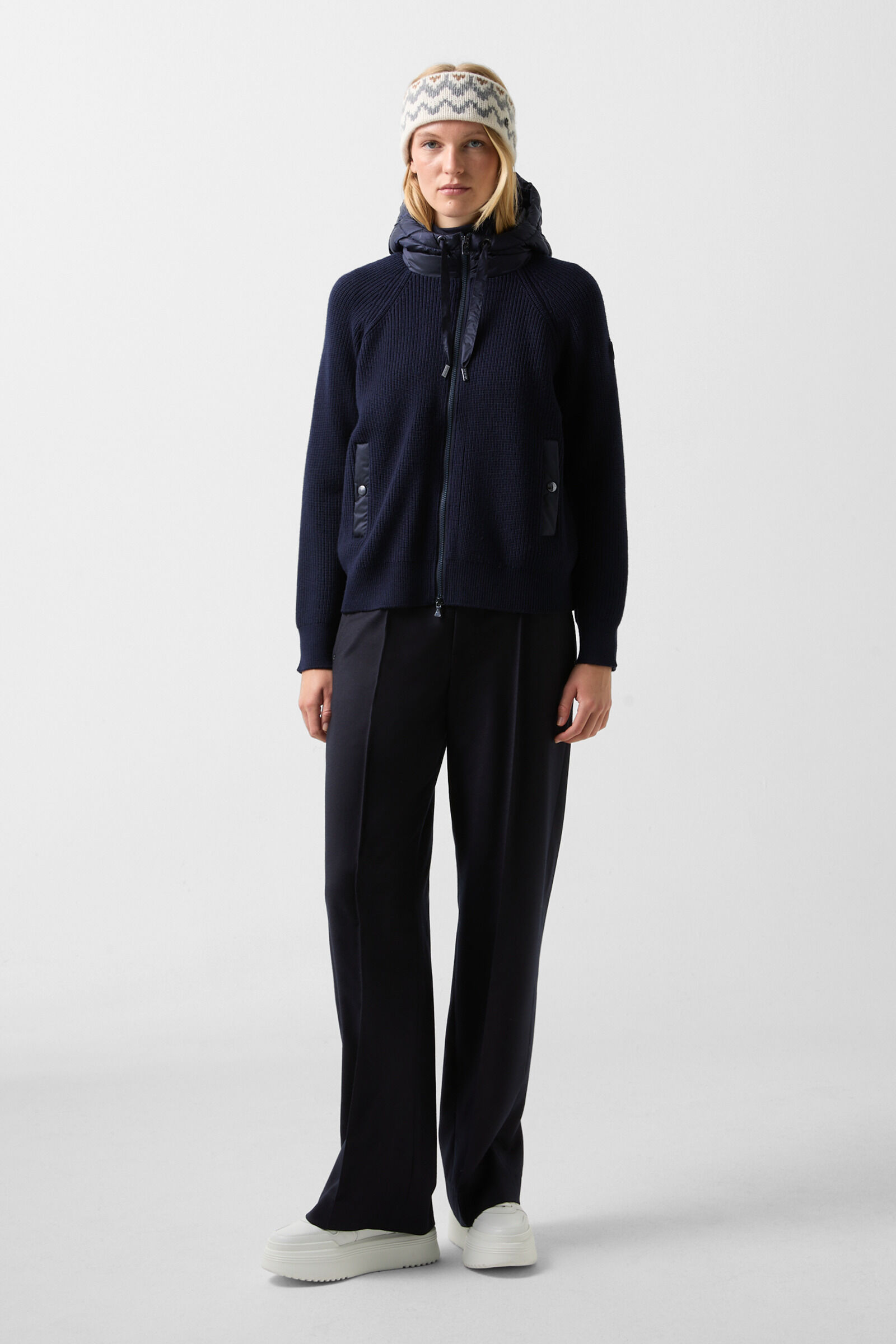 Pamy hybrid knit jacket Navy blue