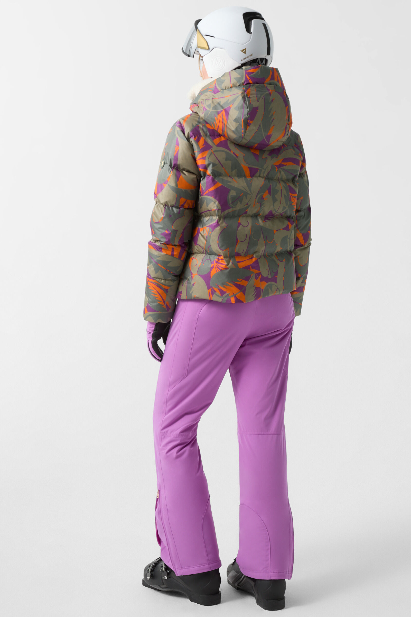 Maja down ski jacket Eucalyptus/purple/orange