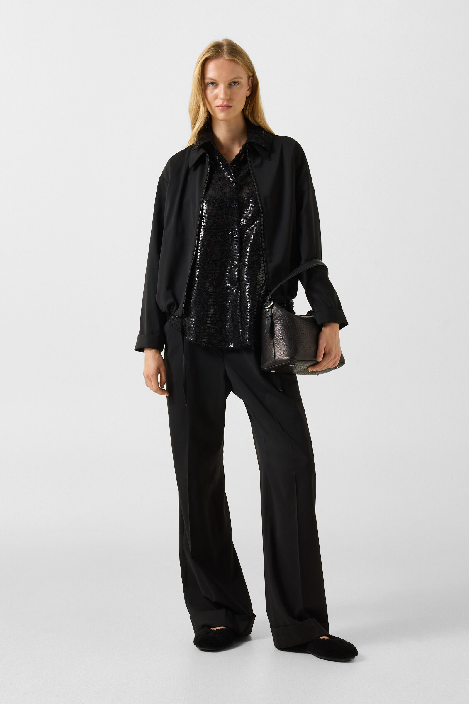 Florence sequinned shirt blouse Black