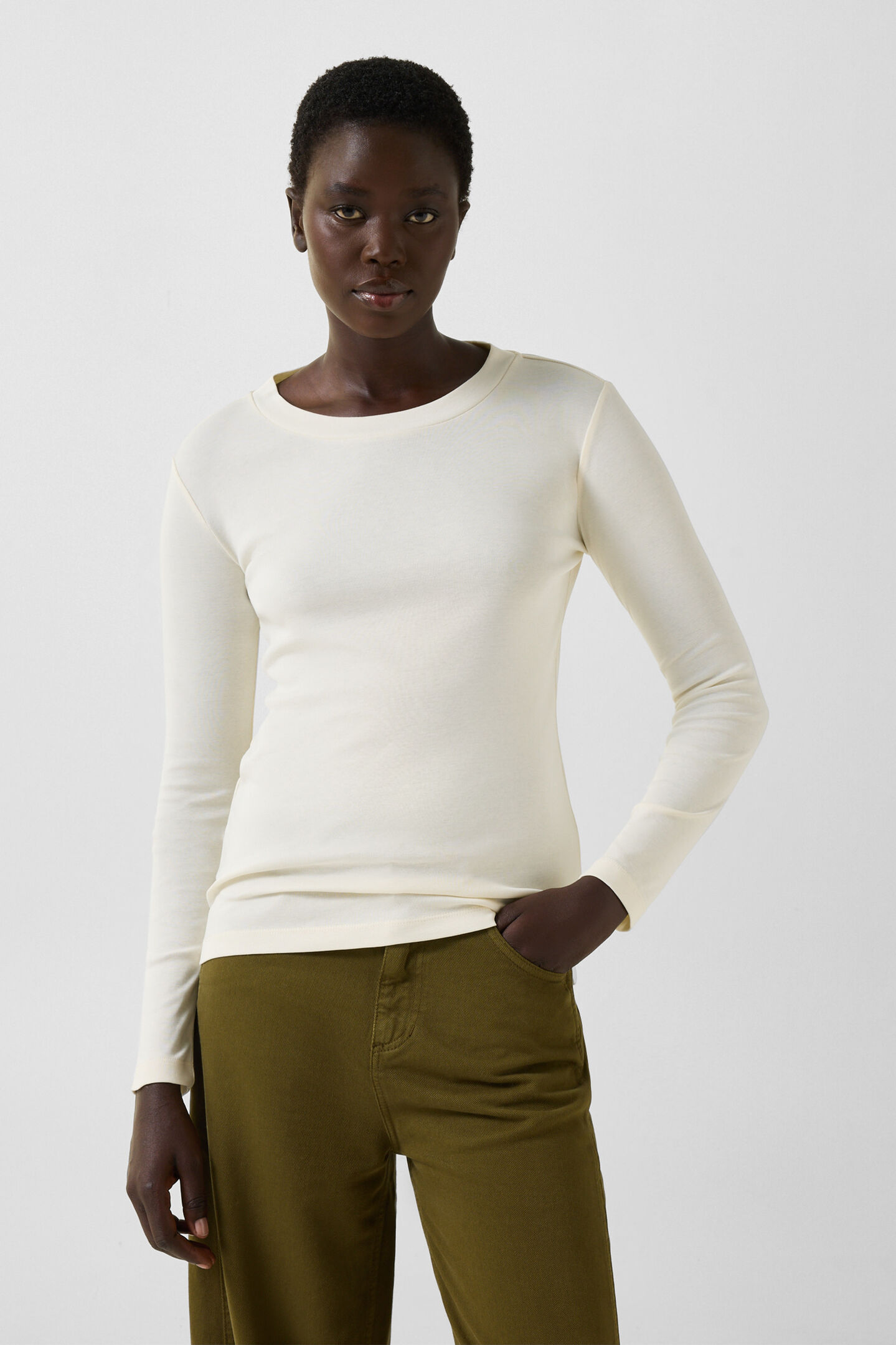 Baumwoll-Longsleeve Nikini Off-White