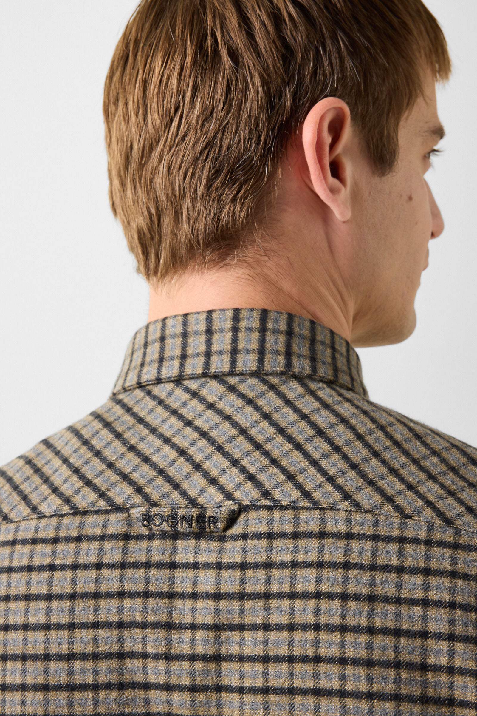 Hardy cotton flannel shirt Beige/Charcoal grey