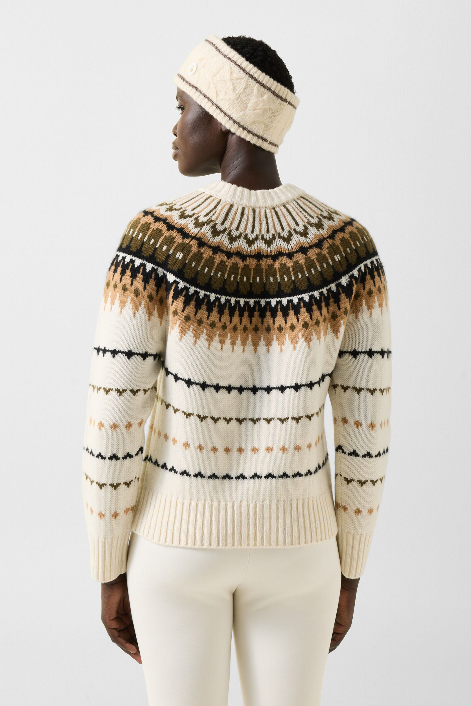 Kaschmir-Norweger-Pullover Ina Off-White/Camel/Coffee