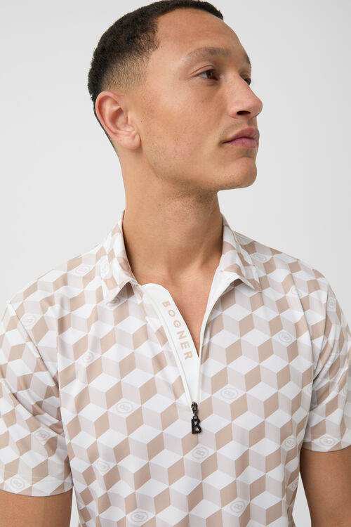 Funktions-Polo-Shirt Tamiro Beige/Off-White