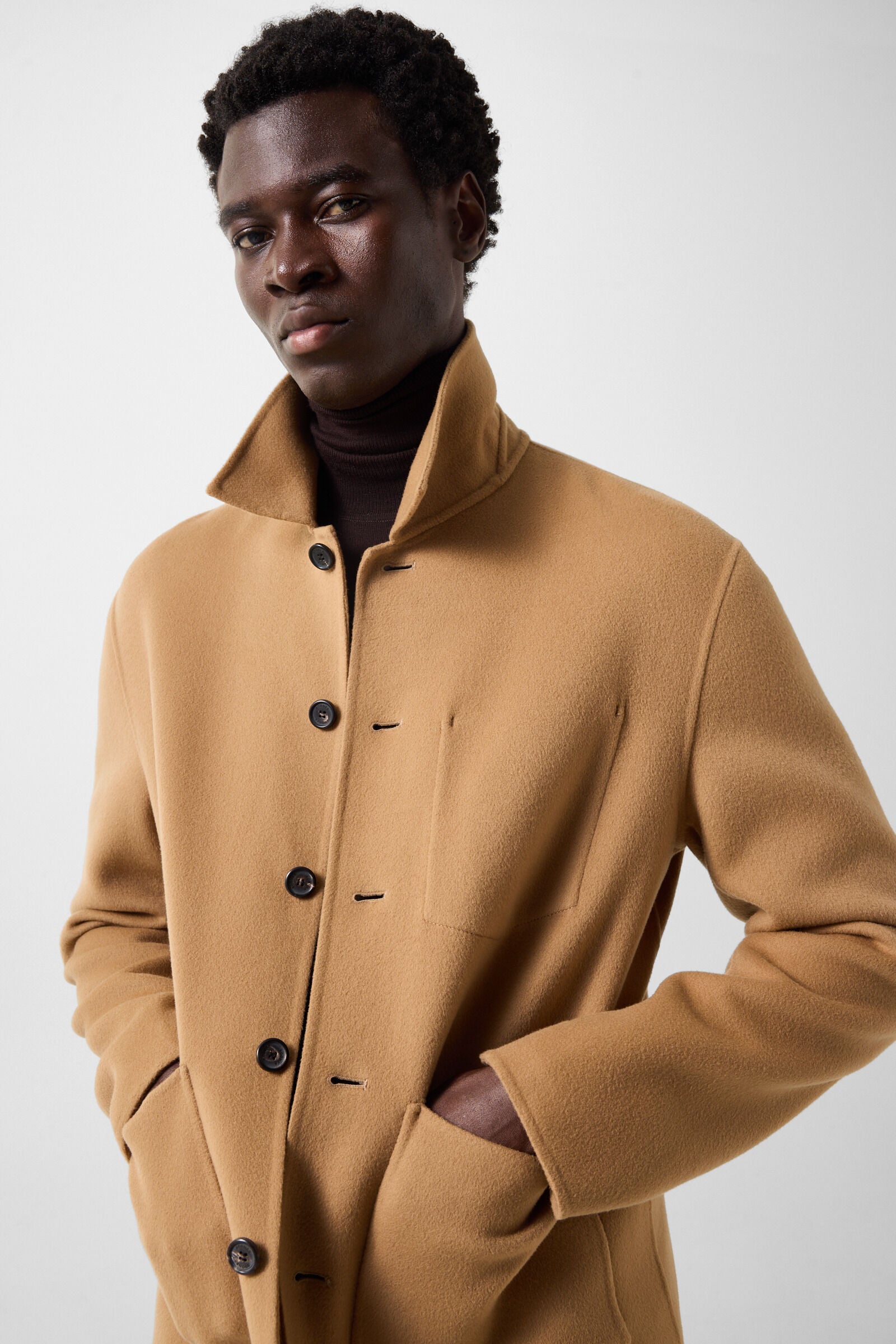 Mirco double-faced woollen shirt jacket Camel