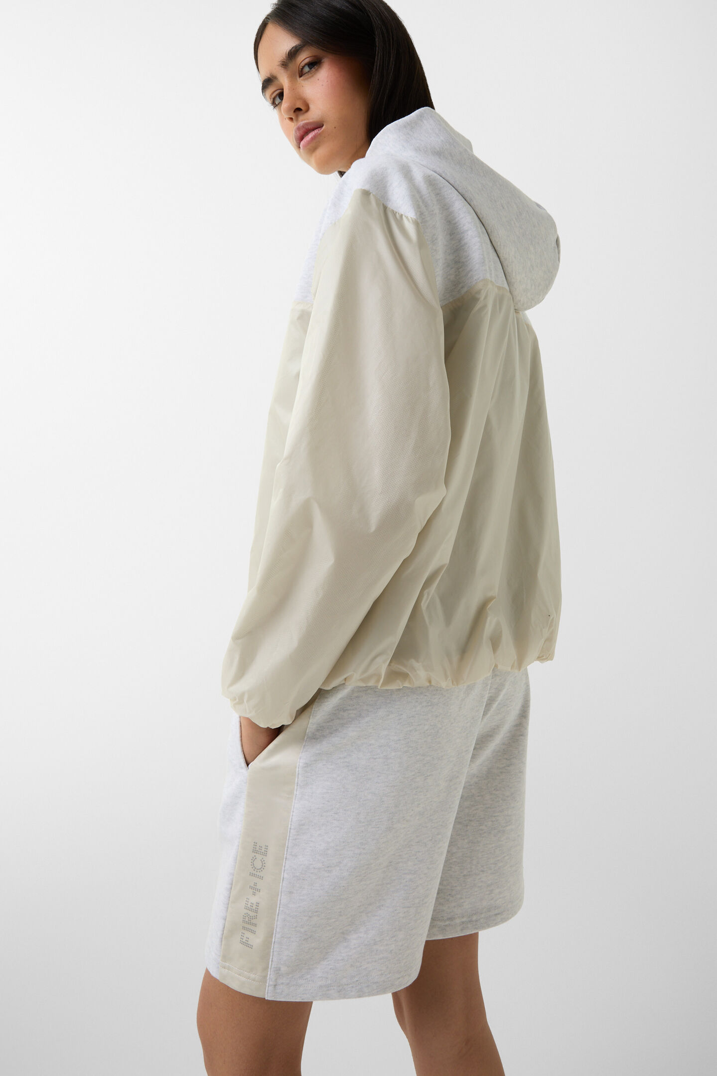 Elin hybrid jersey jacket Sand/light grey