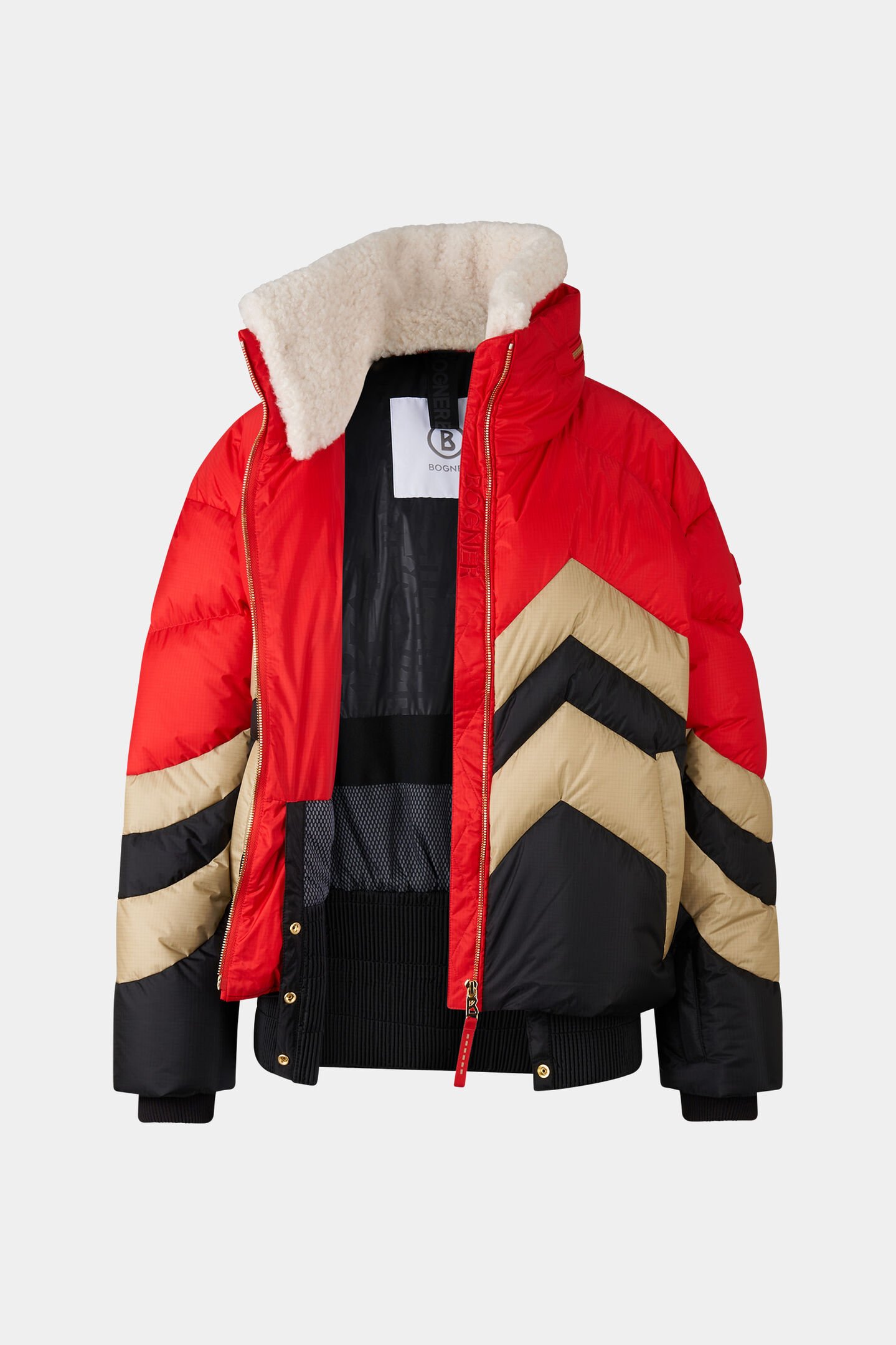 Valea down ski jacket Red/beige/black