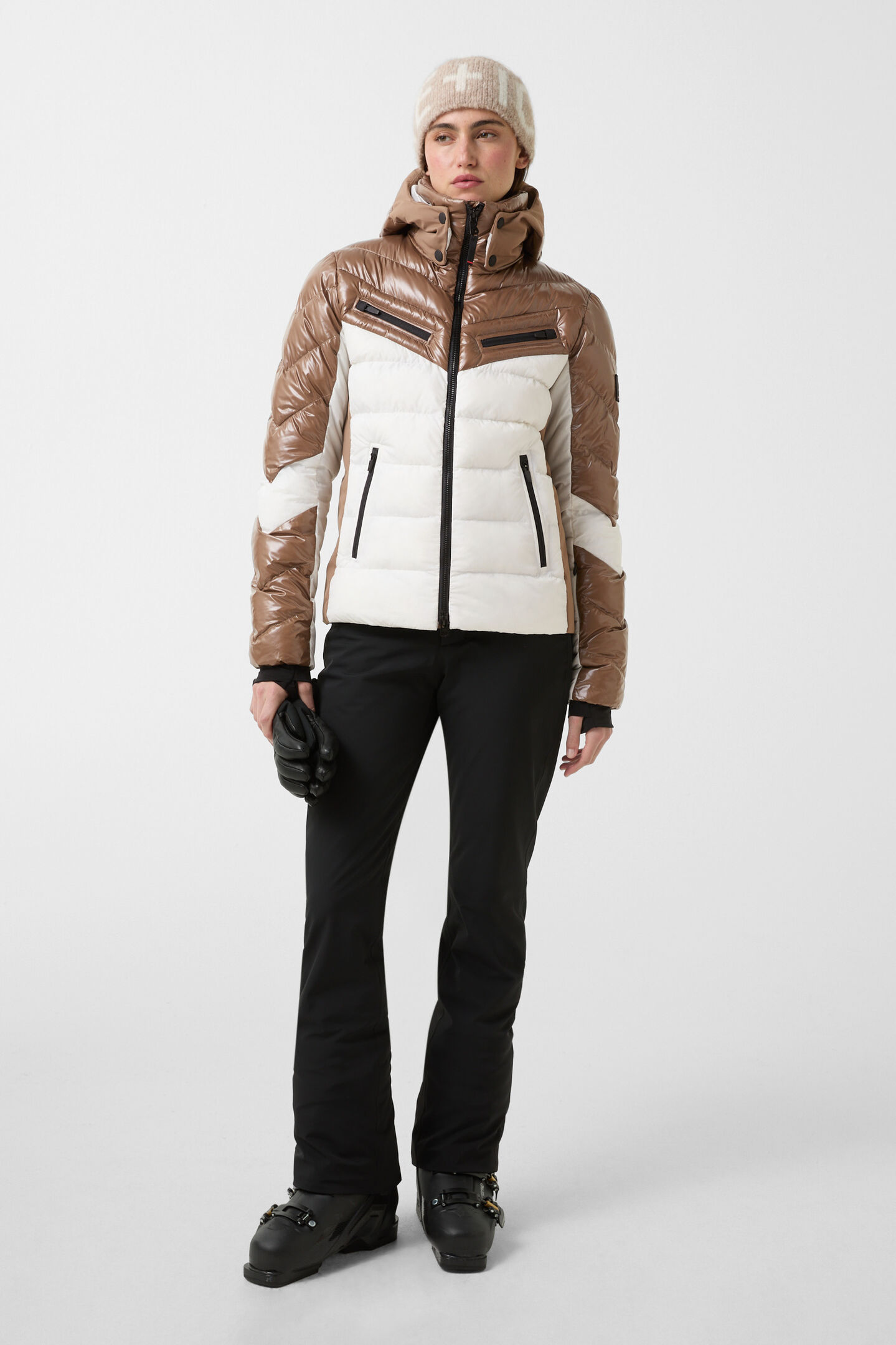 Farina quilted jacket Caramel/white
