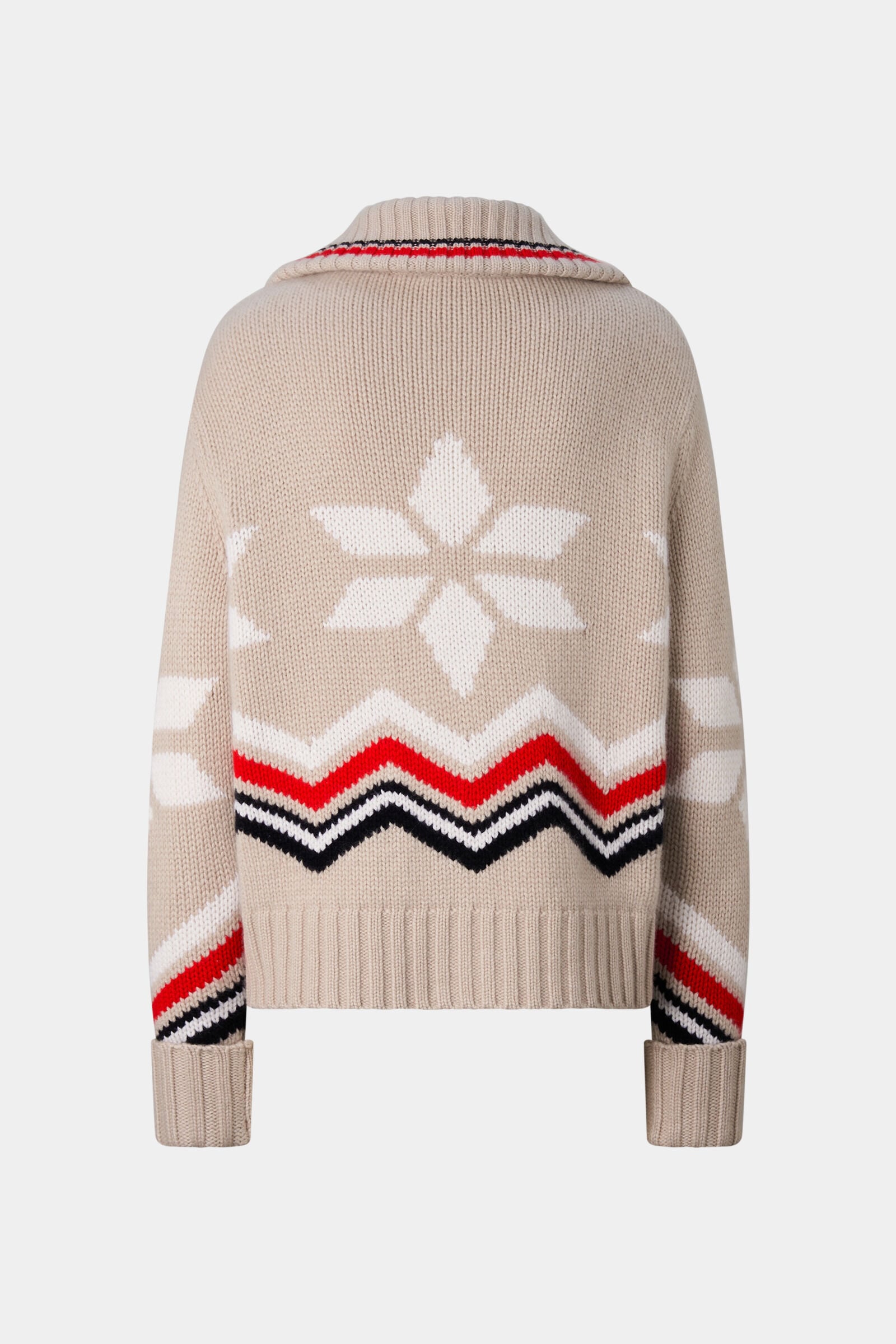 Frances Cashmere Knit Jacket Camel/White/Red