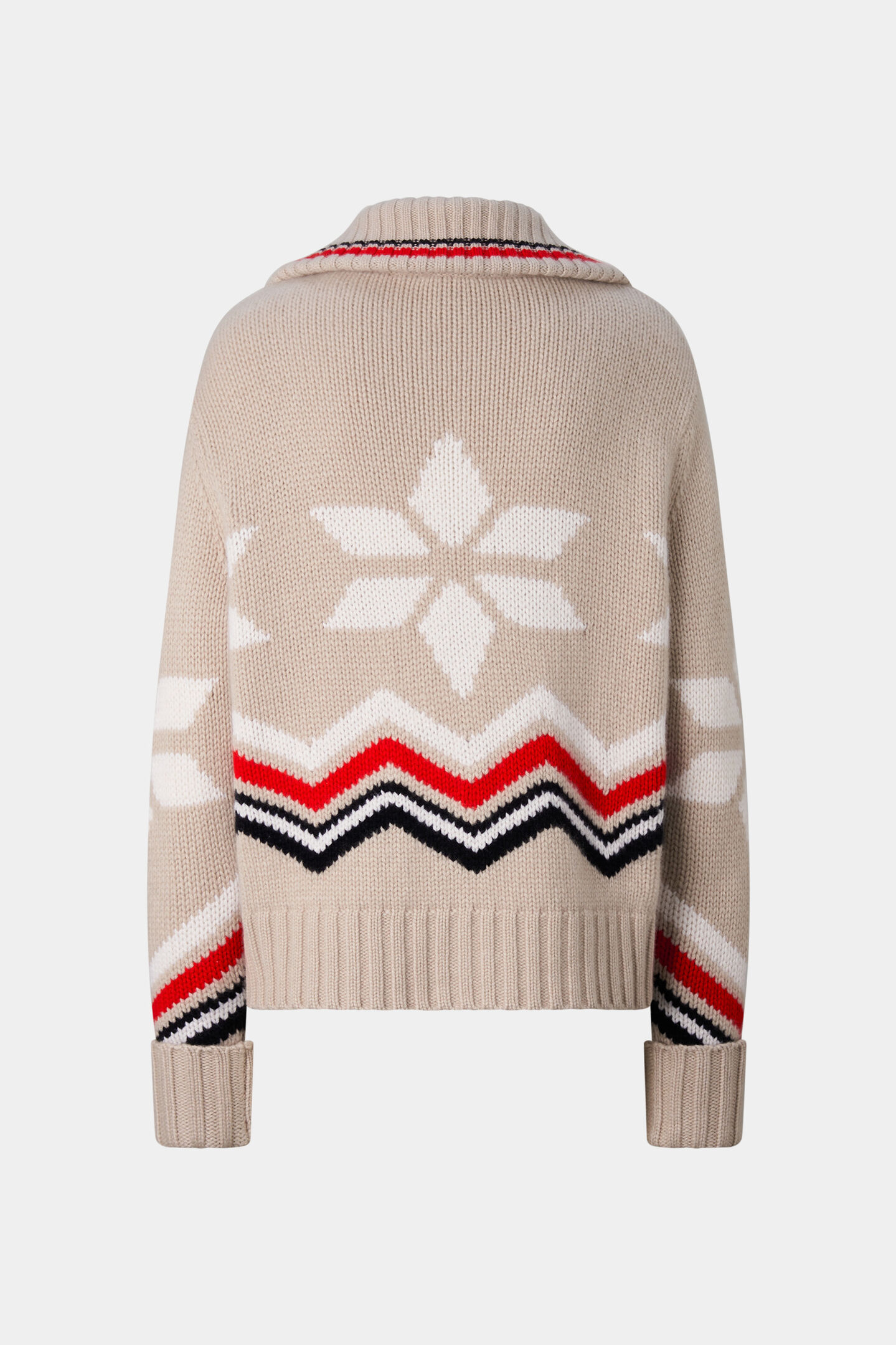 Frances Cashmere Knit Jacket Camel/White/Red