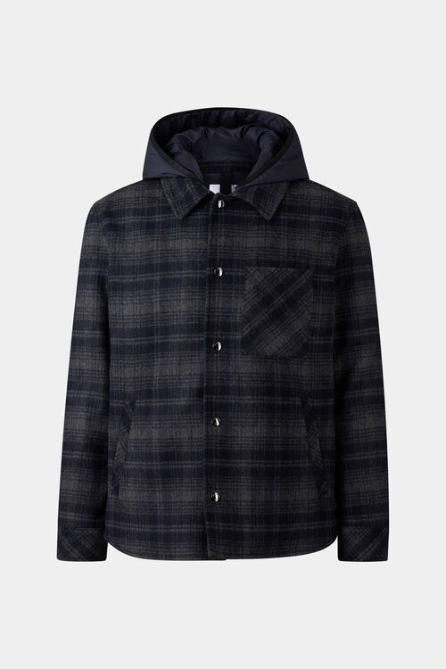Flanell-Overshirt Larry Navy-Blau/Grau