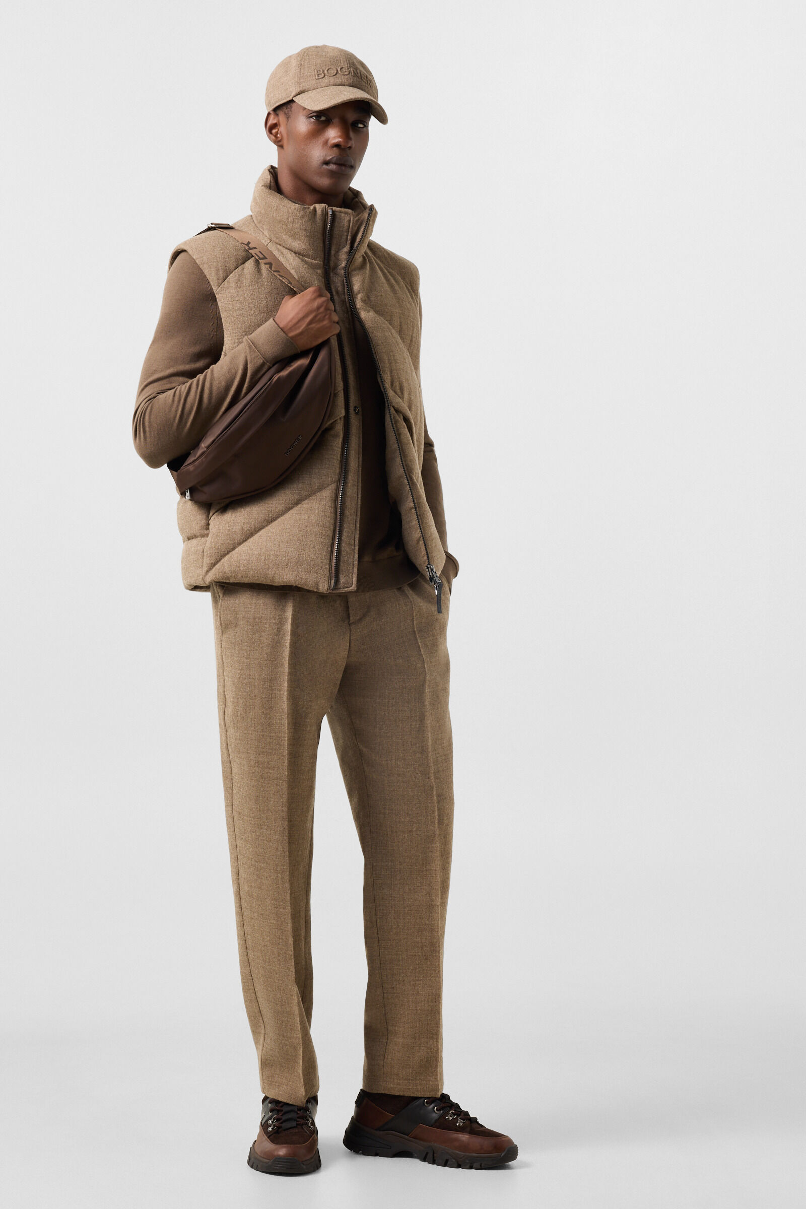 Kendo Virgin Wool and Down Vest Brown