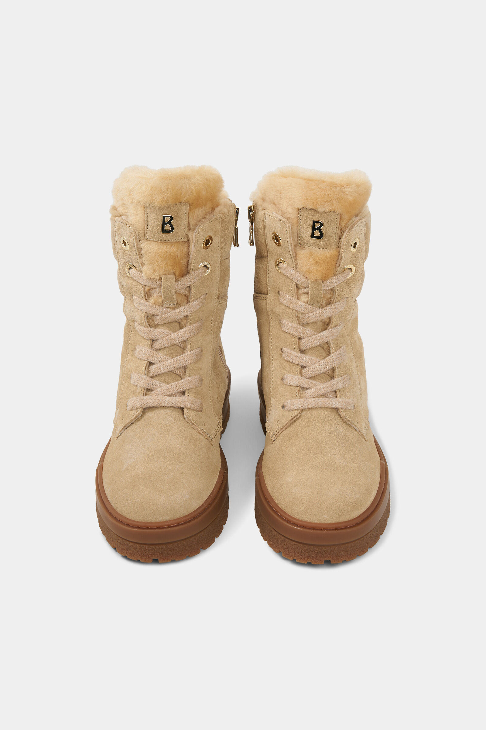 Calgary lace-up boots with spikes Camel