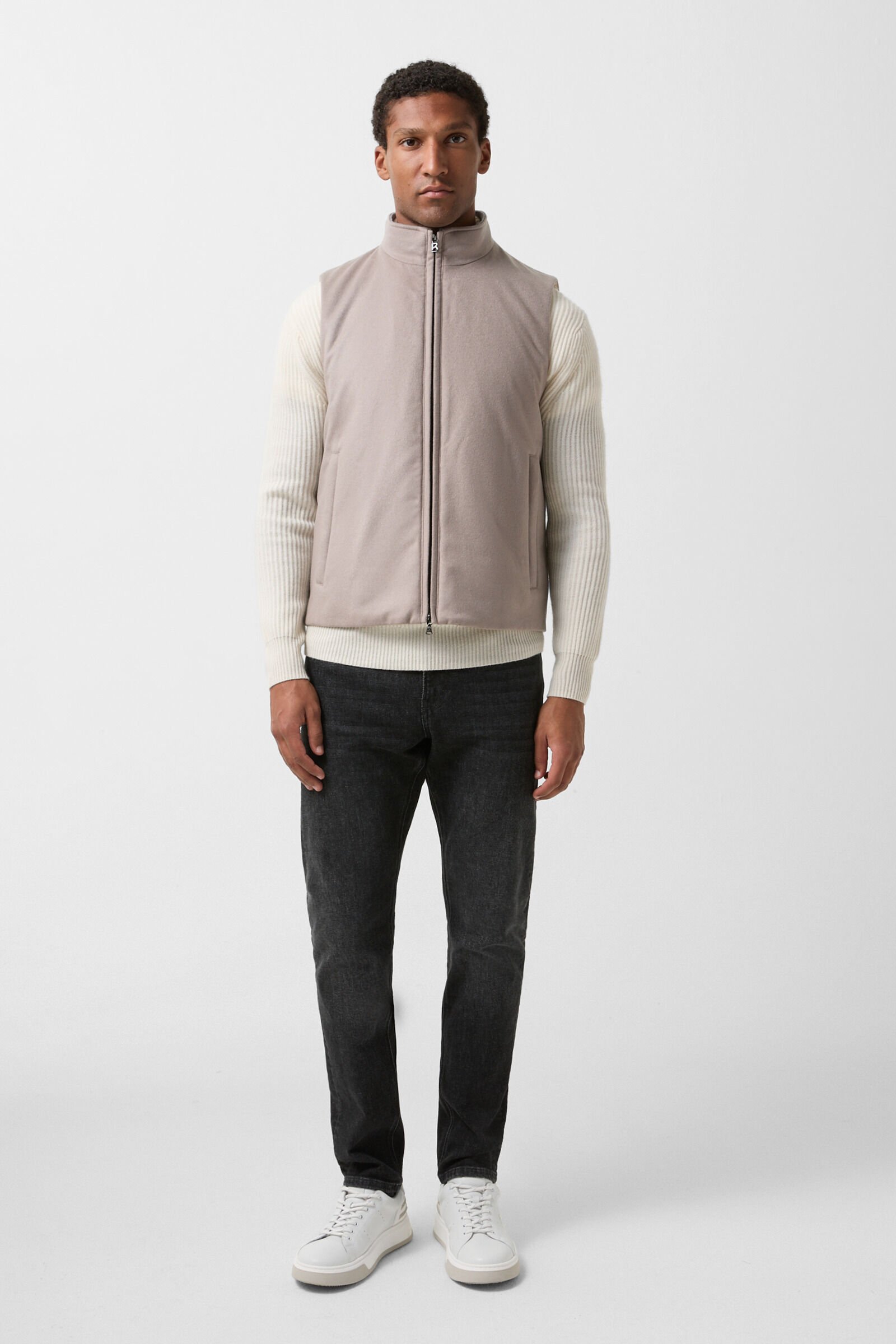 Cashmere waistcoat Nero Greige