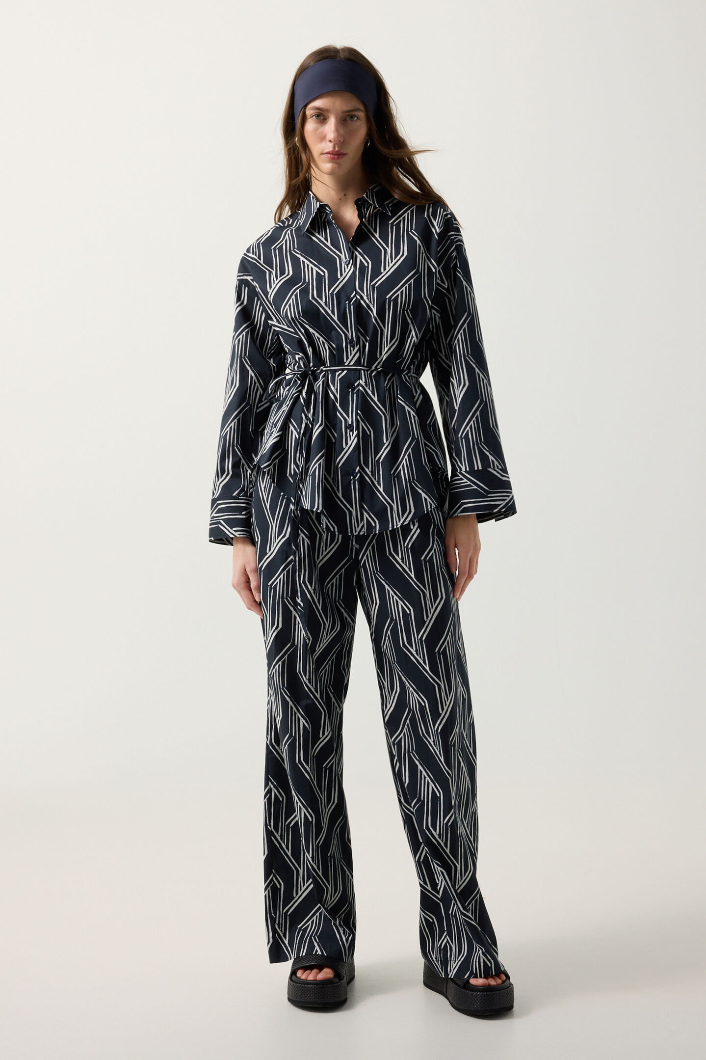 Hemdbluse Ruth Navy-Blau/Off-White