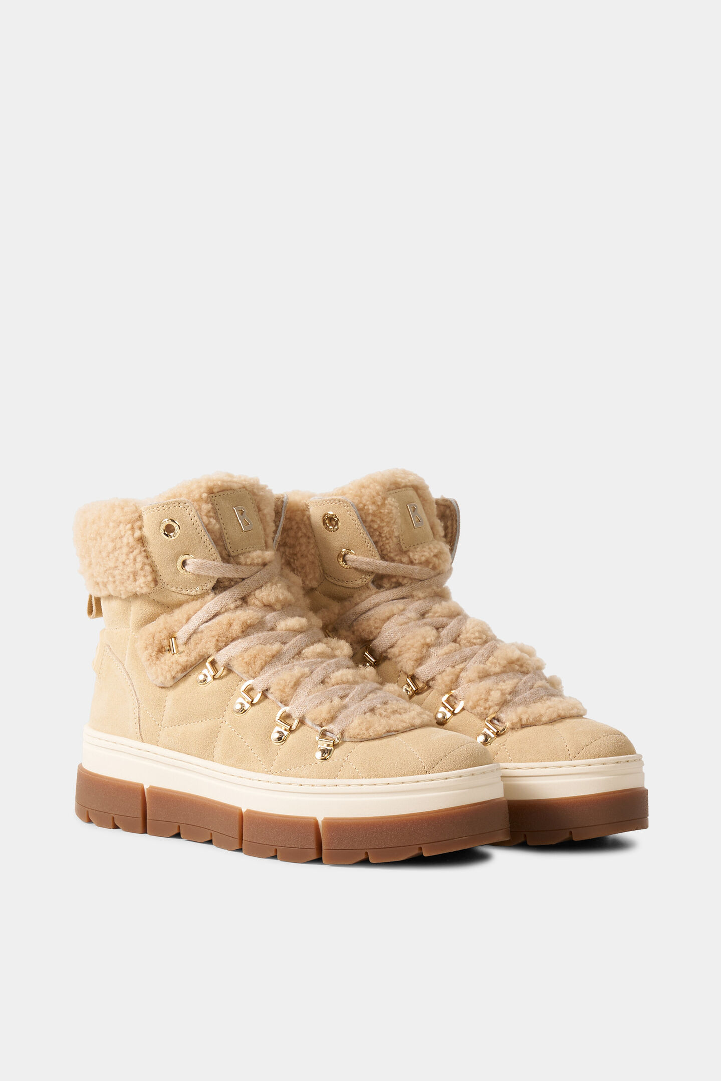 Lace-up boots from Vaduz with studs Camel