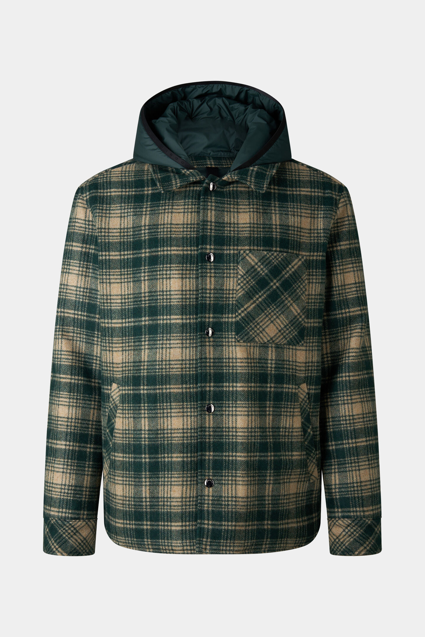 Flanell-Overshirt Larry Dunkelgrün/Beige