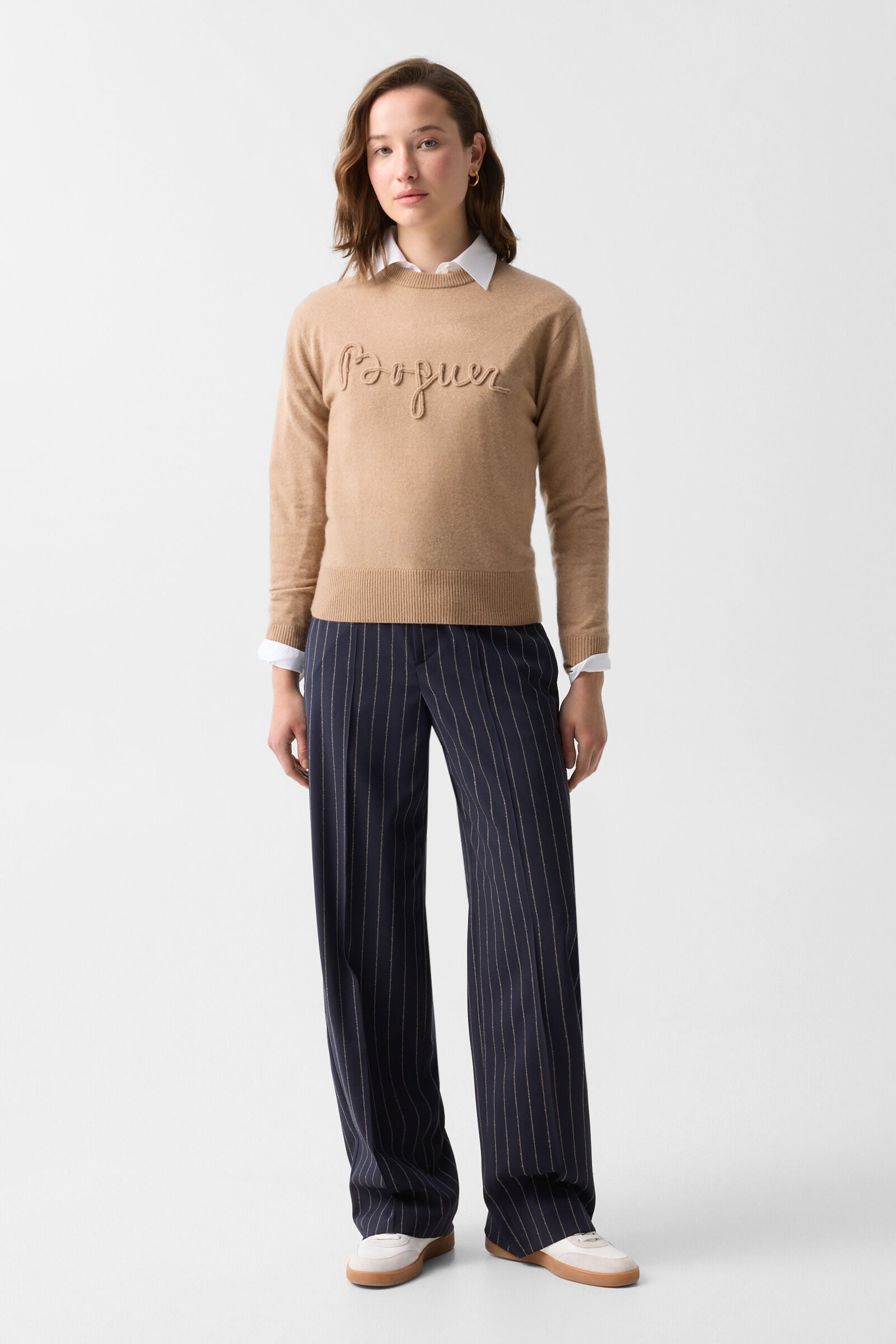 Schurwoll-Kaschmir-Pullover Tatjana Camel