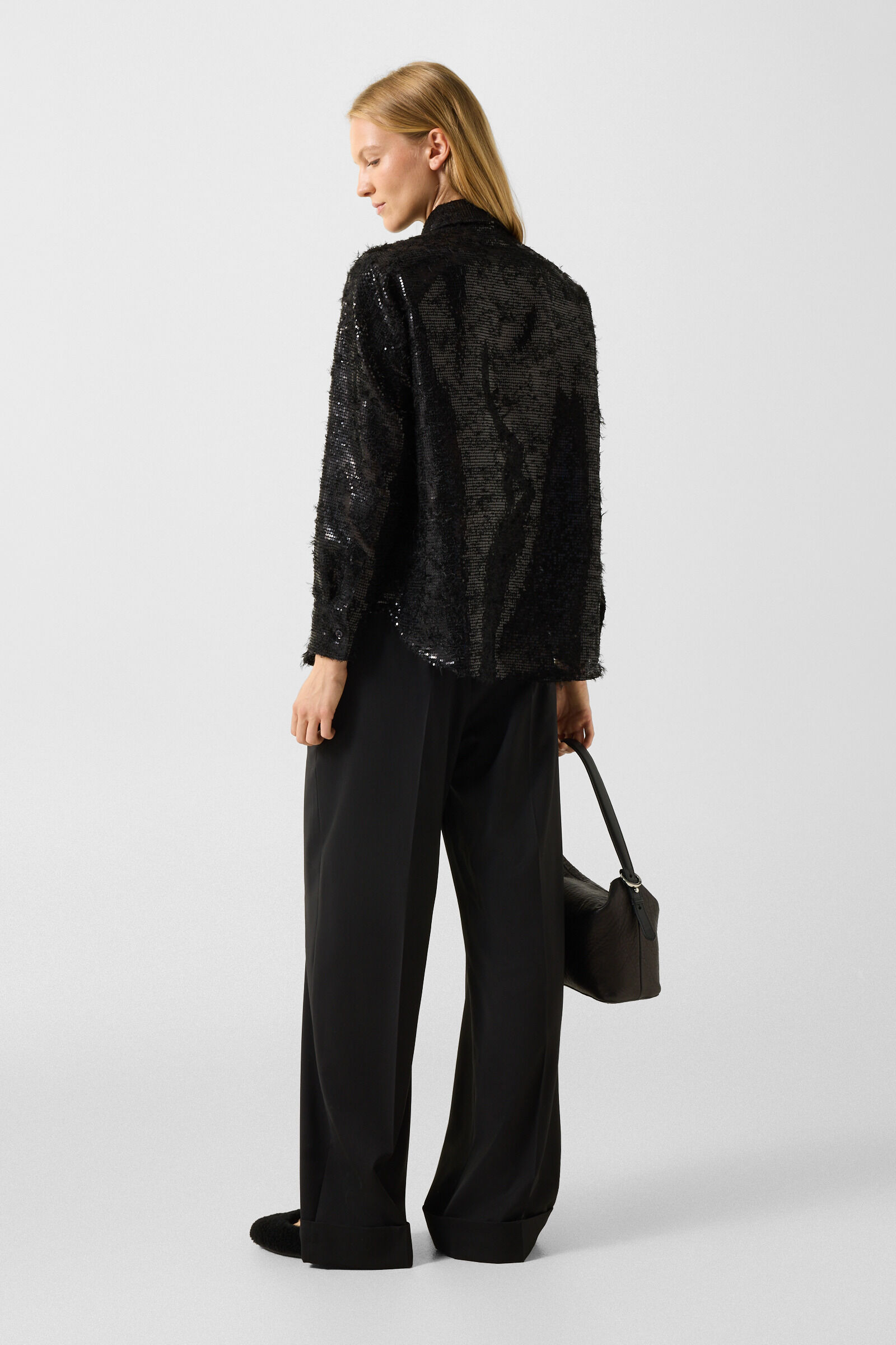 Florence sequinned shirt blouse Black