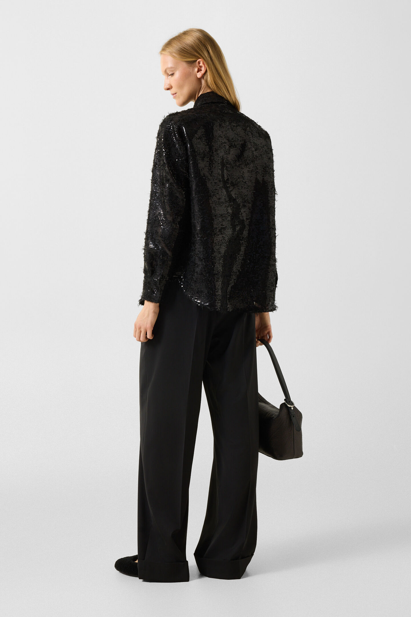 Florence sequinned shirt blouse Black