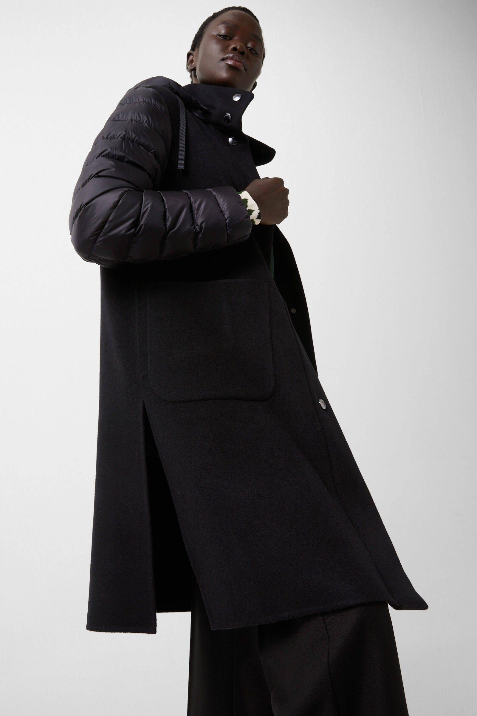 Isy woollen down coat Black