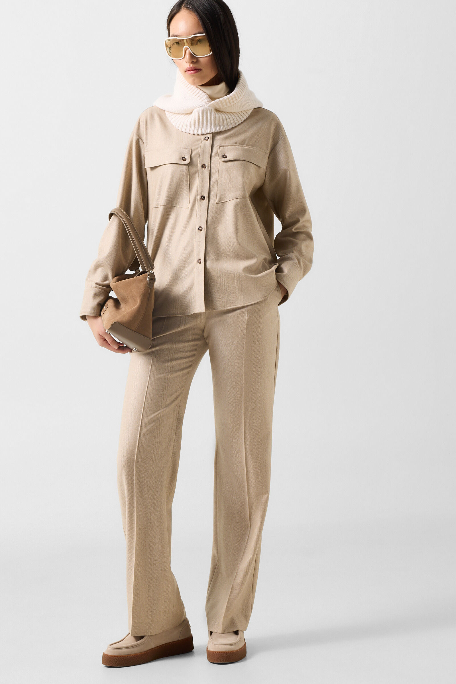 Robyn virgin wool shirt blouse Camel
