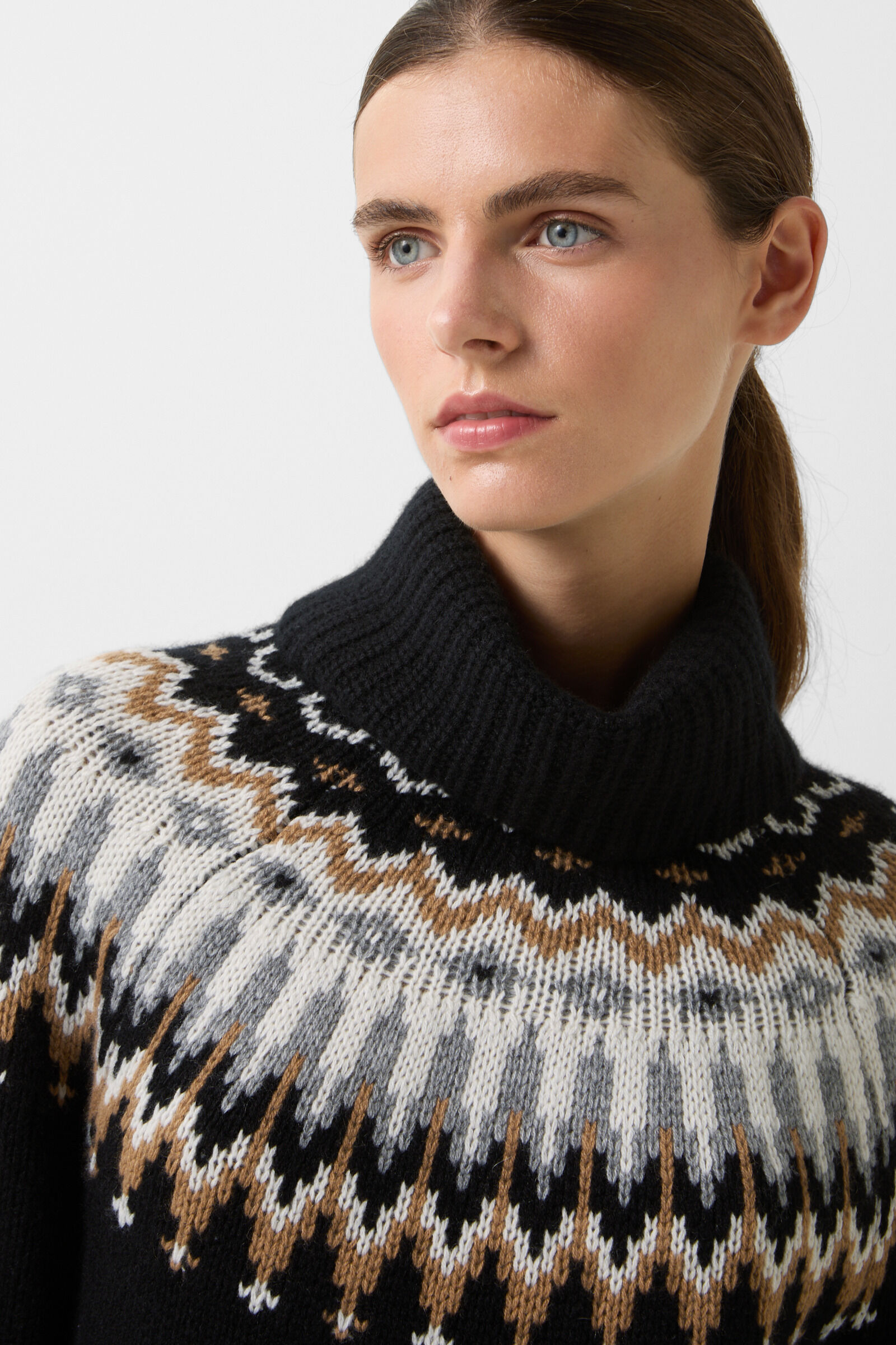 Norwegian jumper Ingrid Black/Camel/Off-White