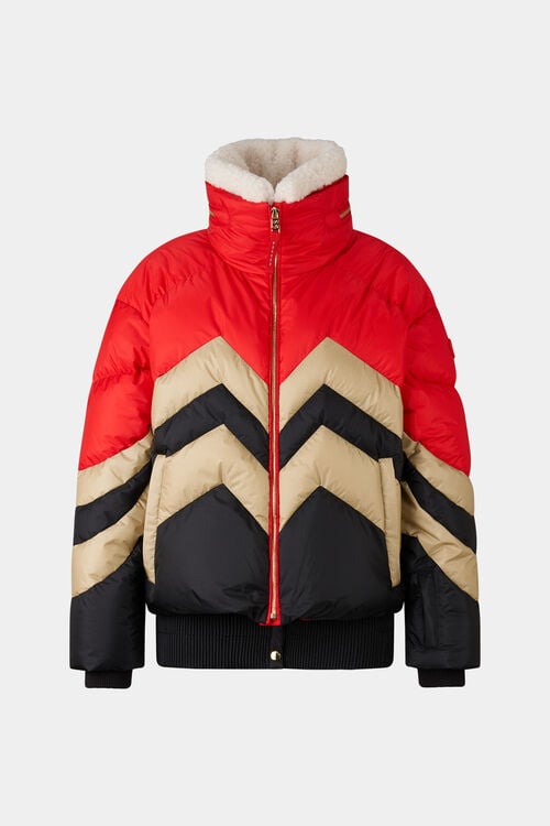 Valea down ski jacket Red/beige/black