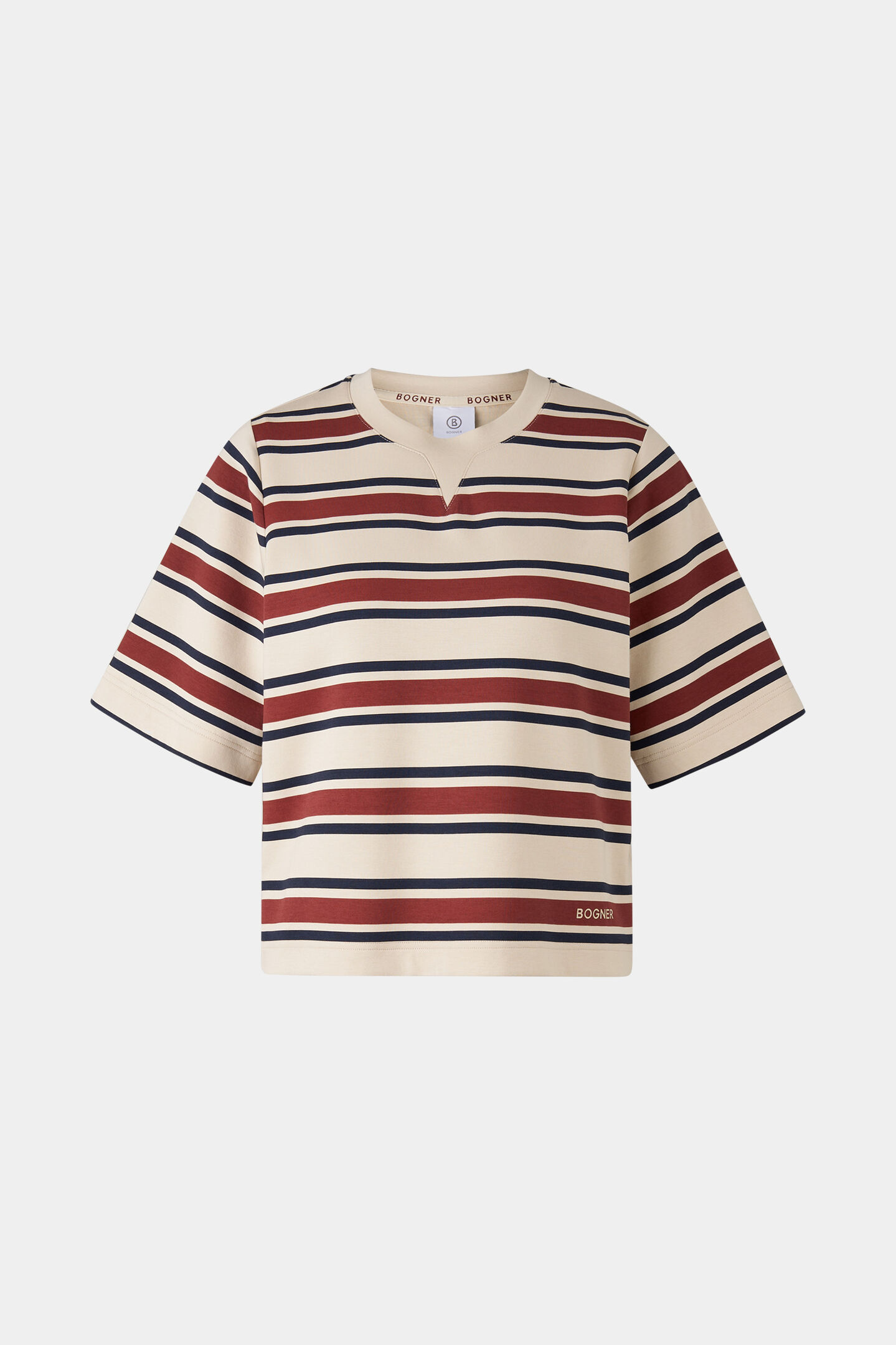 T-shirt Stacey Cream/wine red/navy blue