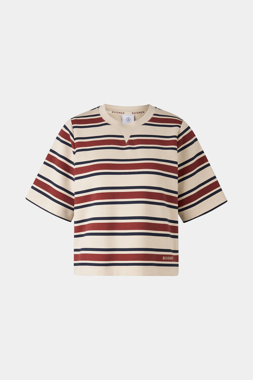 T-Shirt Stacey Creme/Weinrot/Navy-Blau