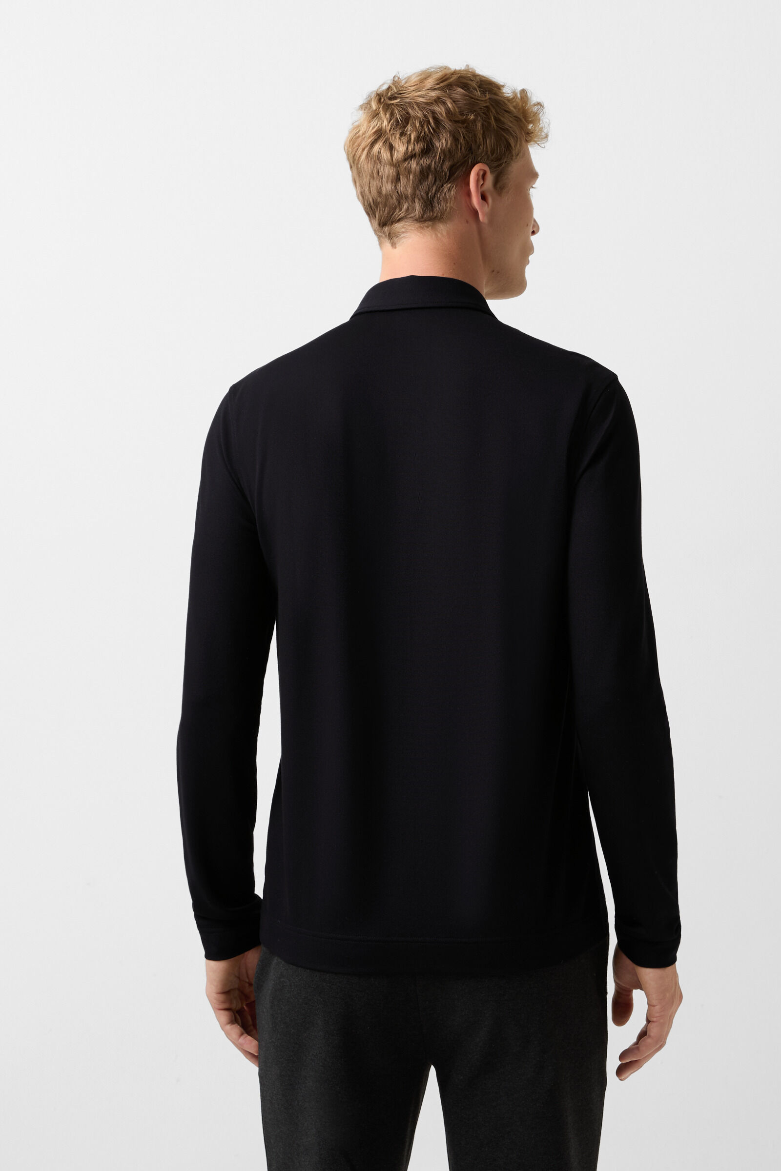 Timon poloshirt-longsleeve Zwart