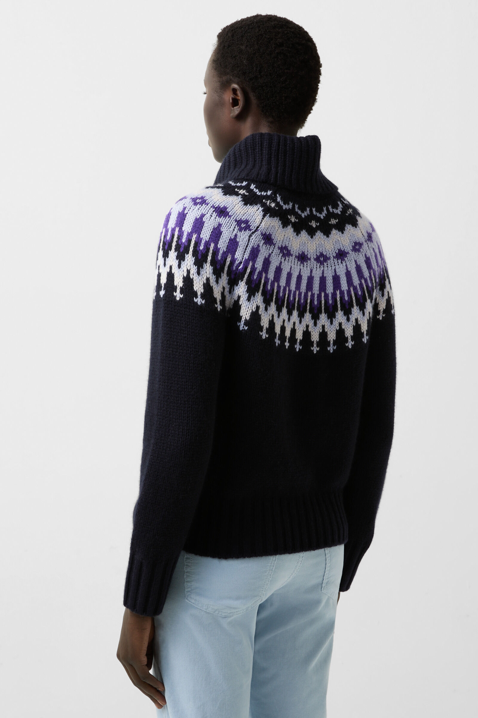 Norwegian jumper Ingrid Navy blue/off-white/purple
