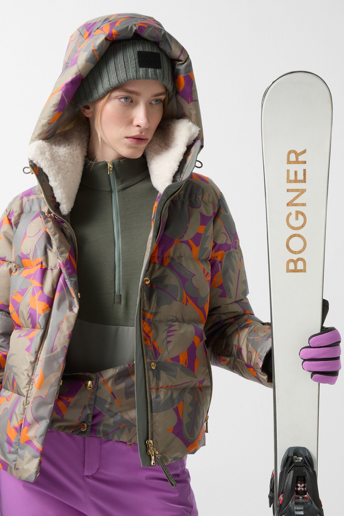 Doudoune de ski Maja Vert olive/violet/orange