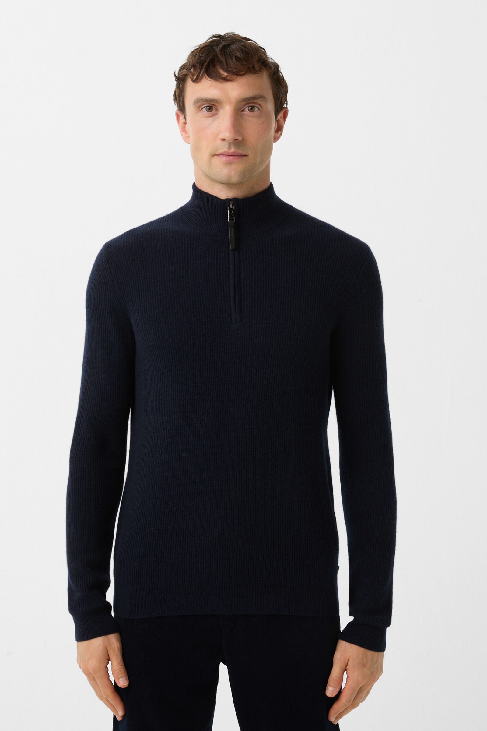 Pure new wool cashmere troyer Derek Navy blue