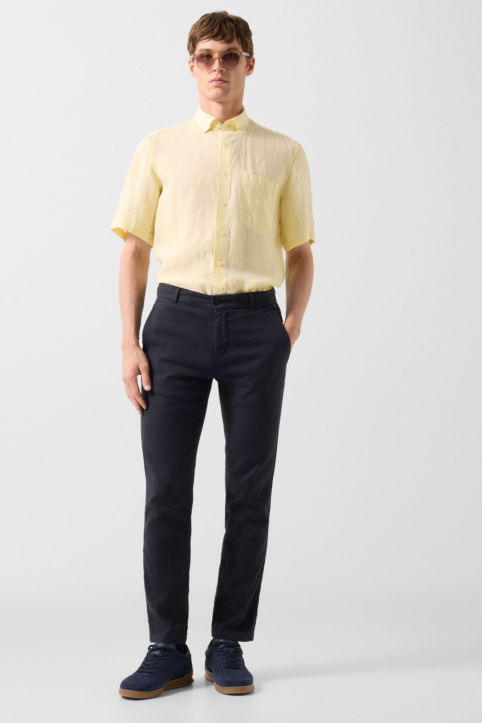 Linen short-sleeved shirt Lykos Yellow