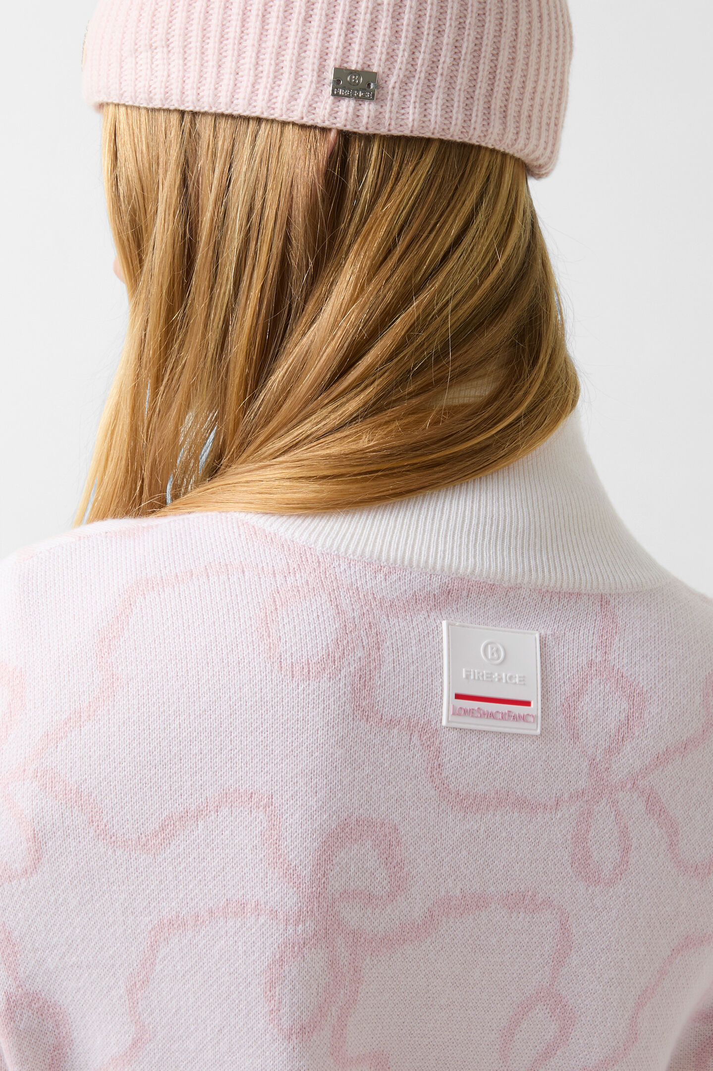 Knitted troyer Azra Pink/Off-White