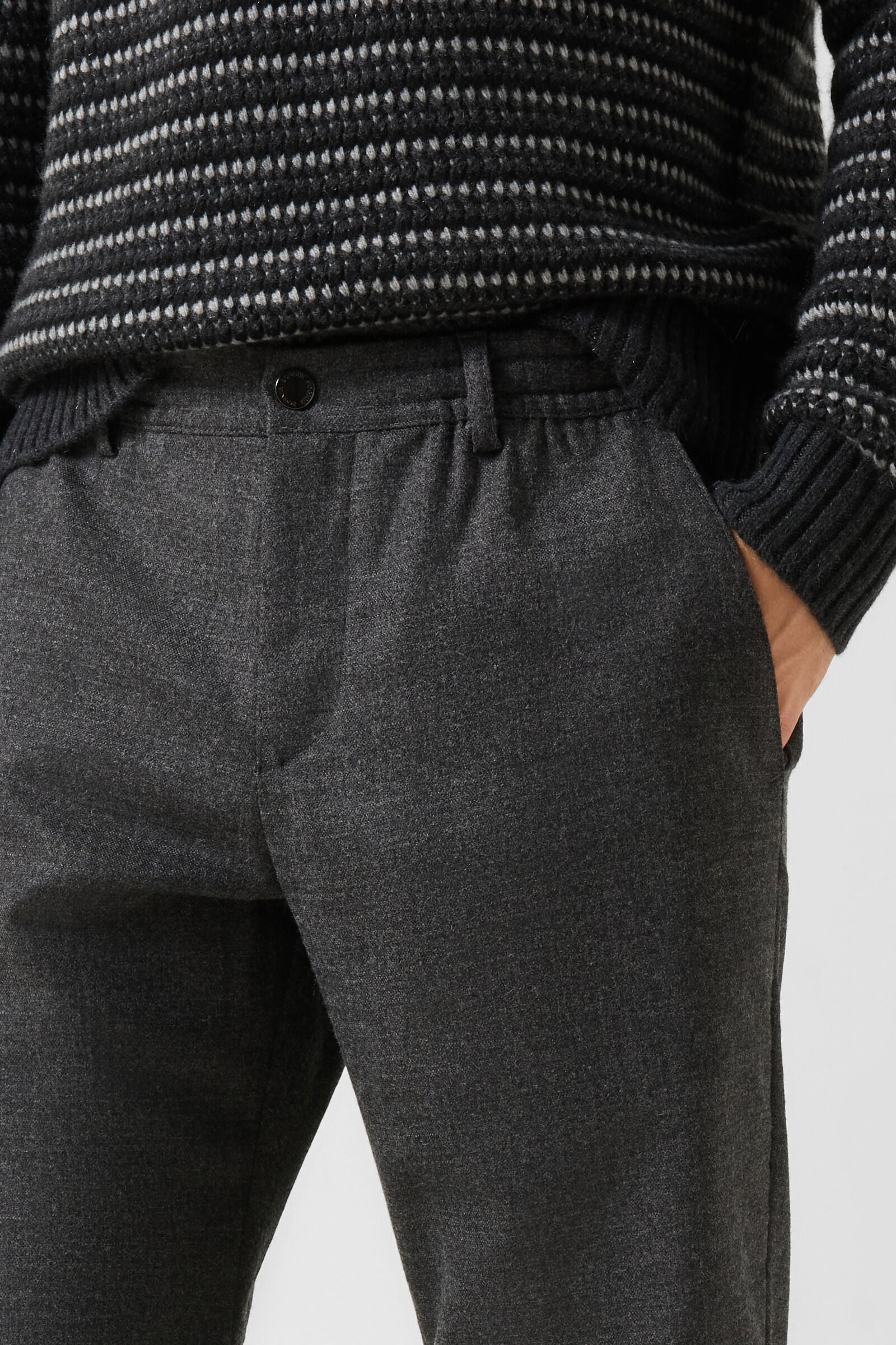 Sergio Virgin Wool-Blend Pants Anthracite