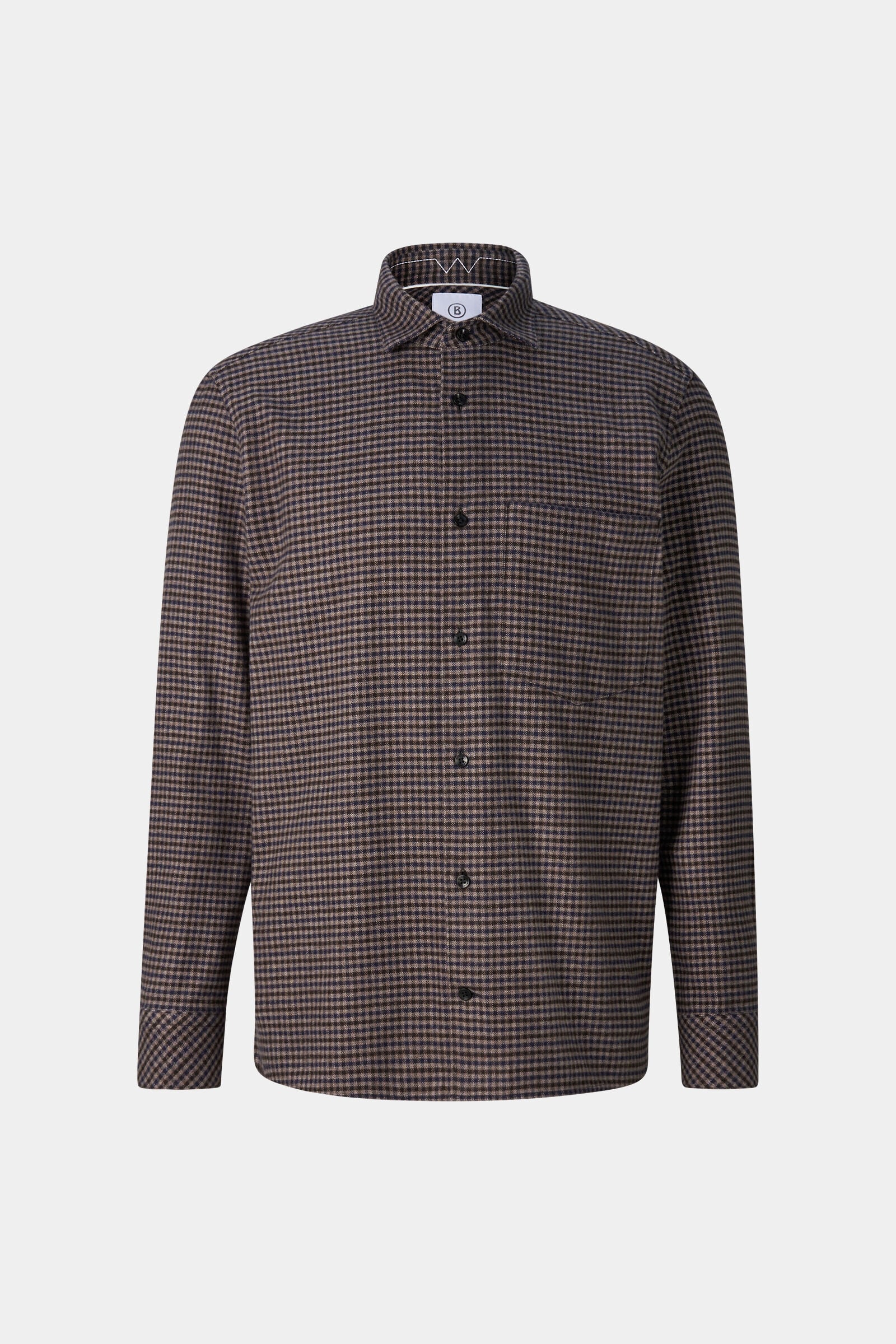 Hardy cotton flannel shirt Coffee/Beige/Navy