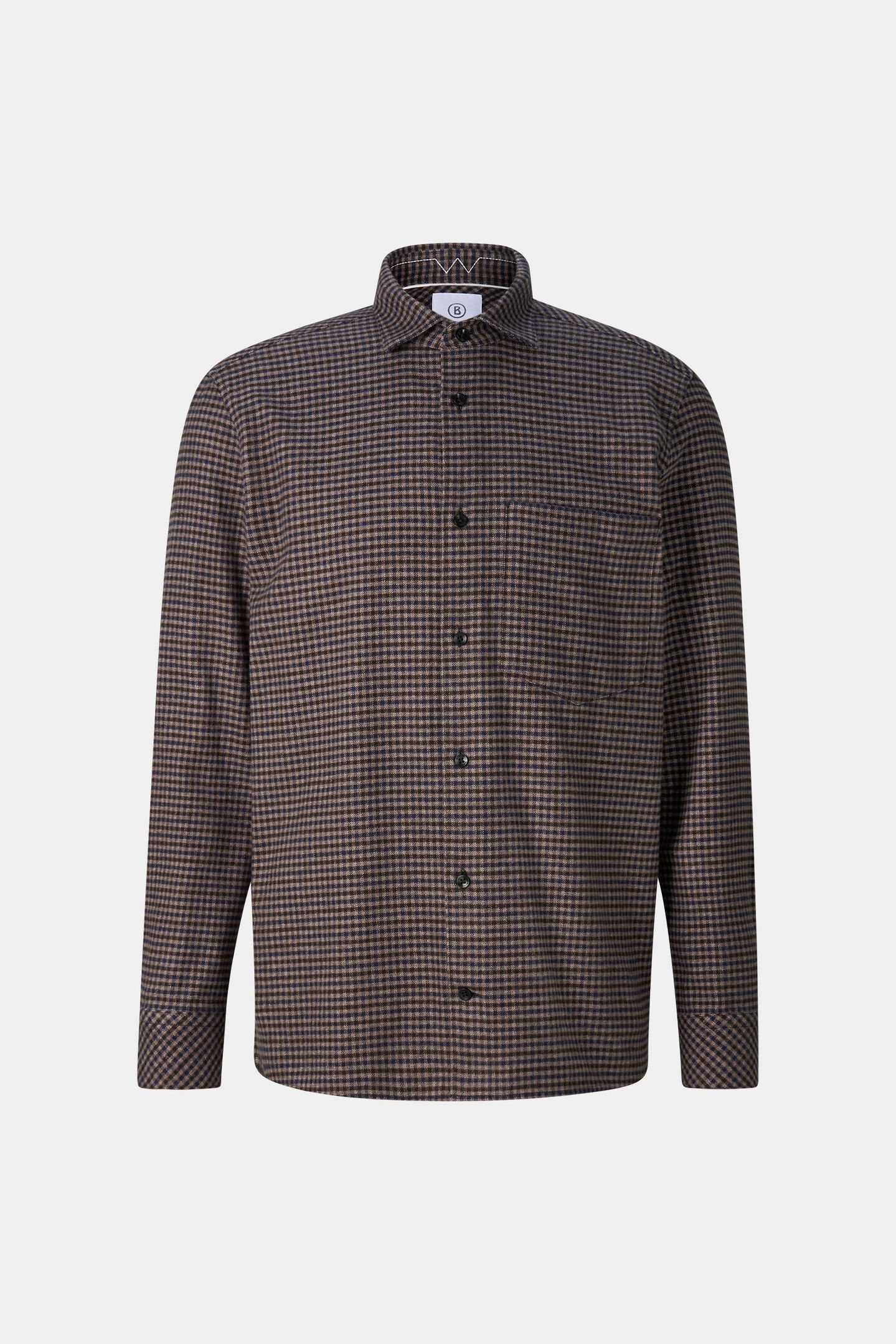 Hardy cotton flannel shirt Coffee/Beige/Navy