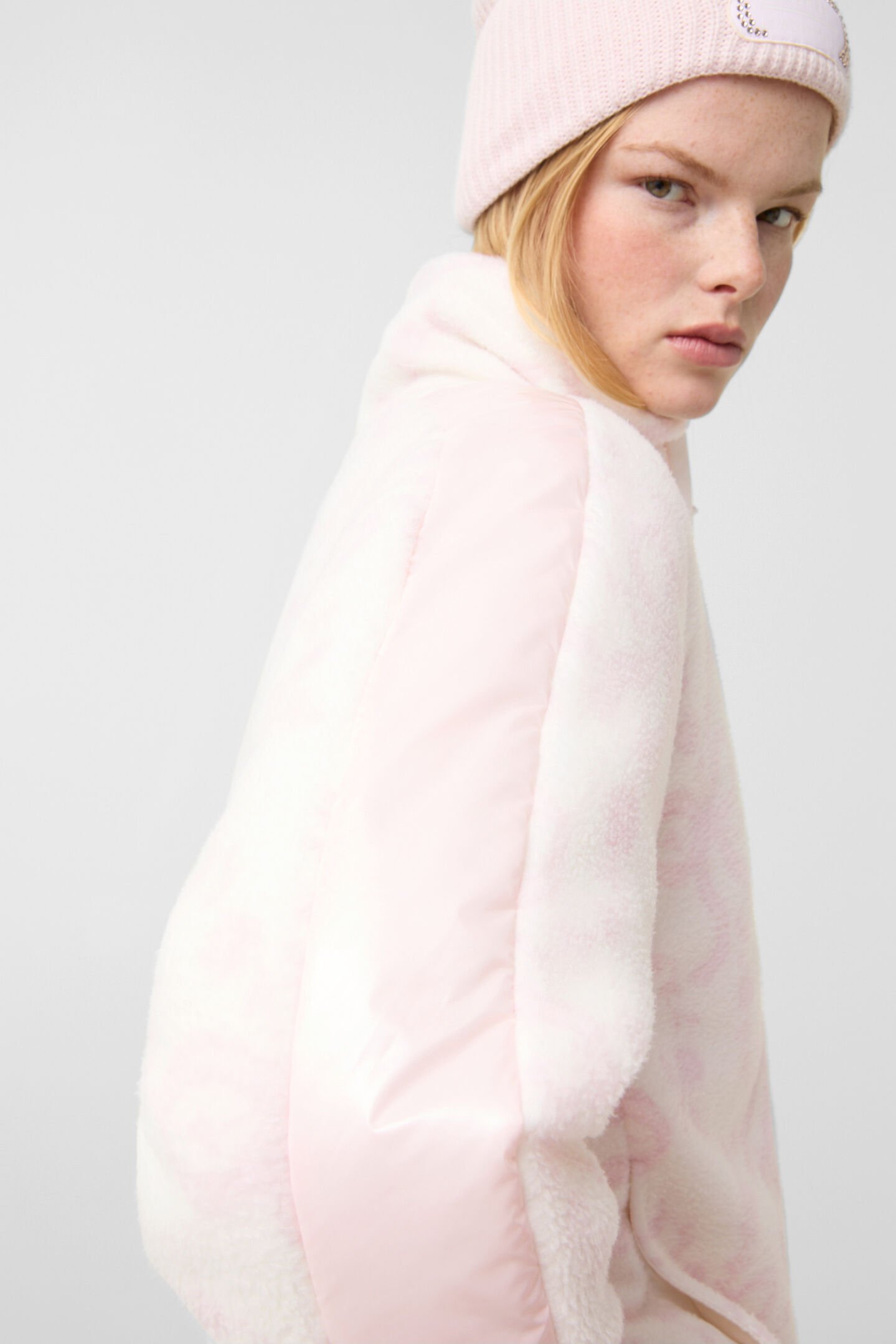Ninetta mid-layer fleece jacket Off-white/pink