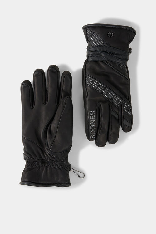 Leder-Handschuhe Sanna Schwarz