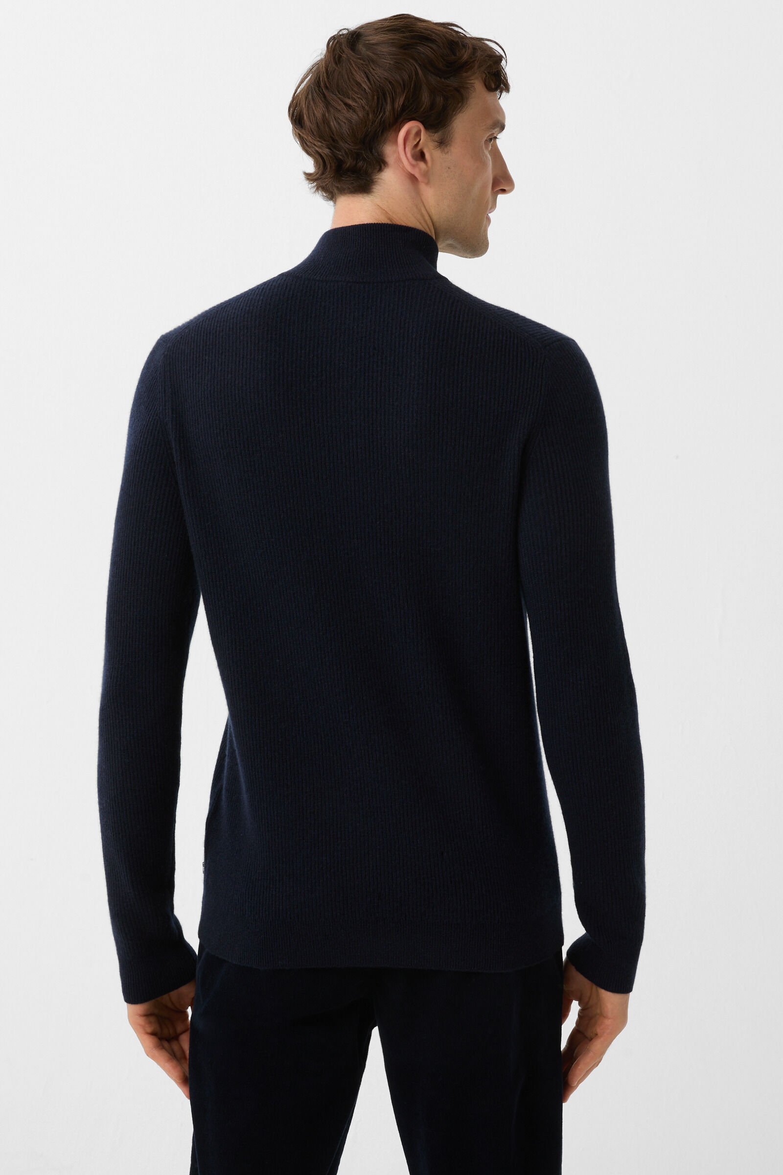Pure new wool cashmere troyer Derek Navy blue