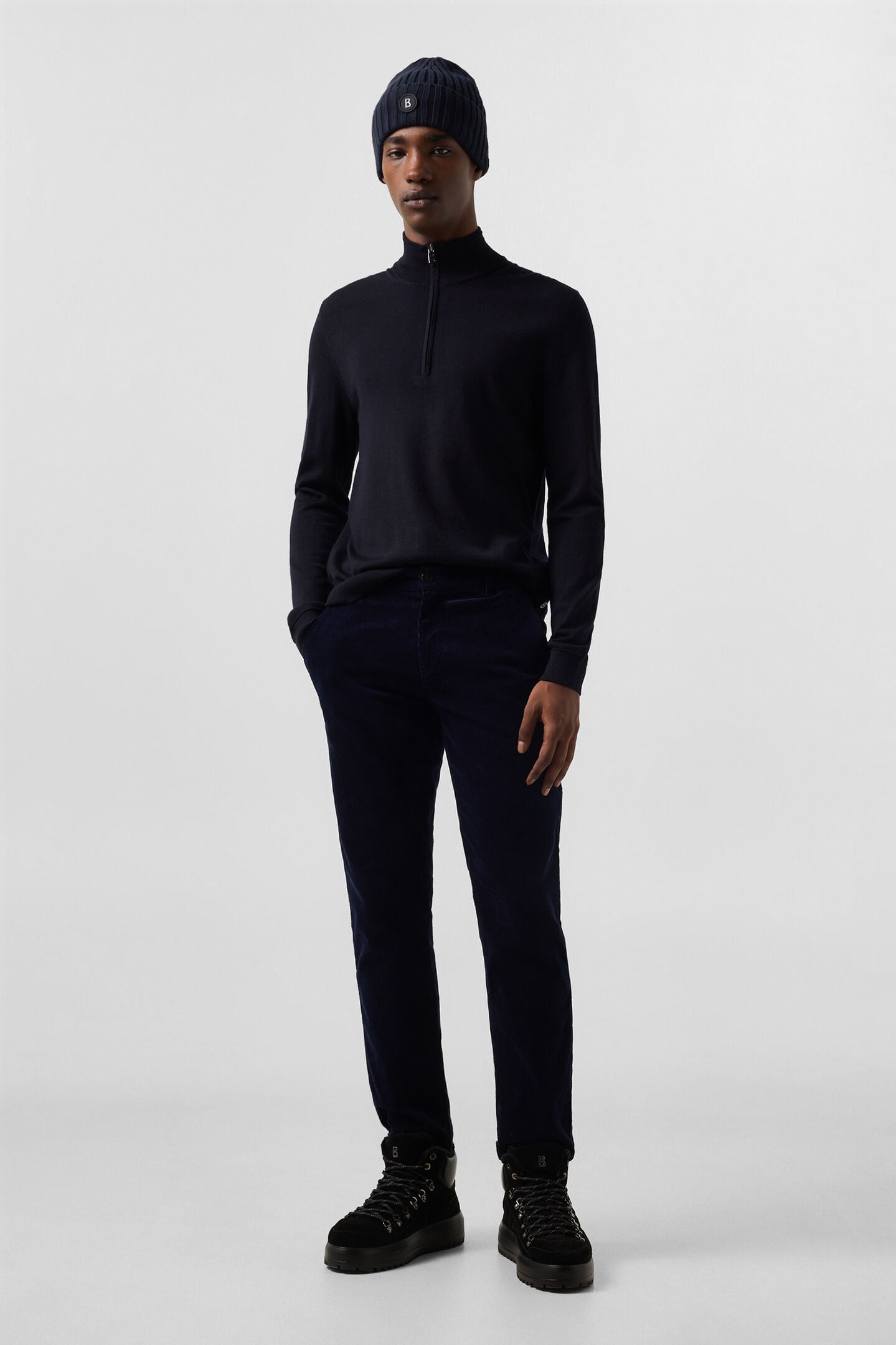 Riley Casual Corduroy Trousers Navy