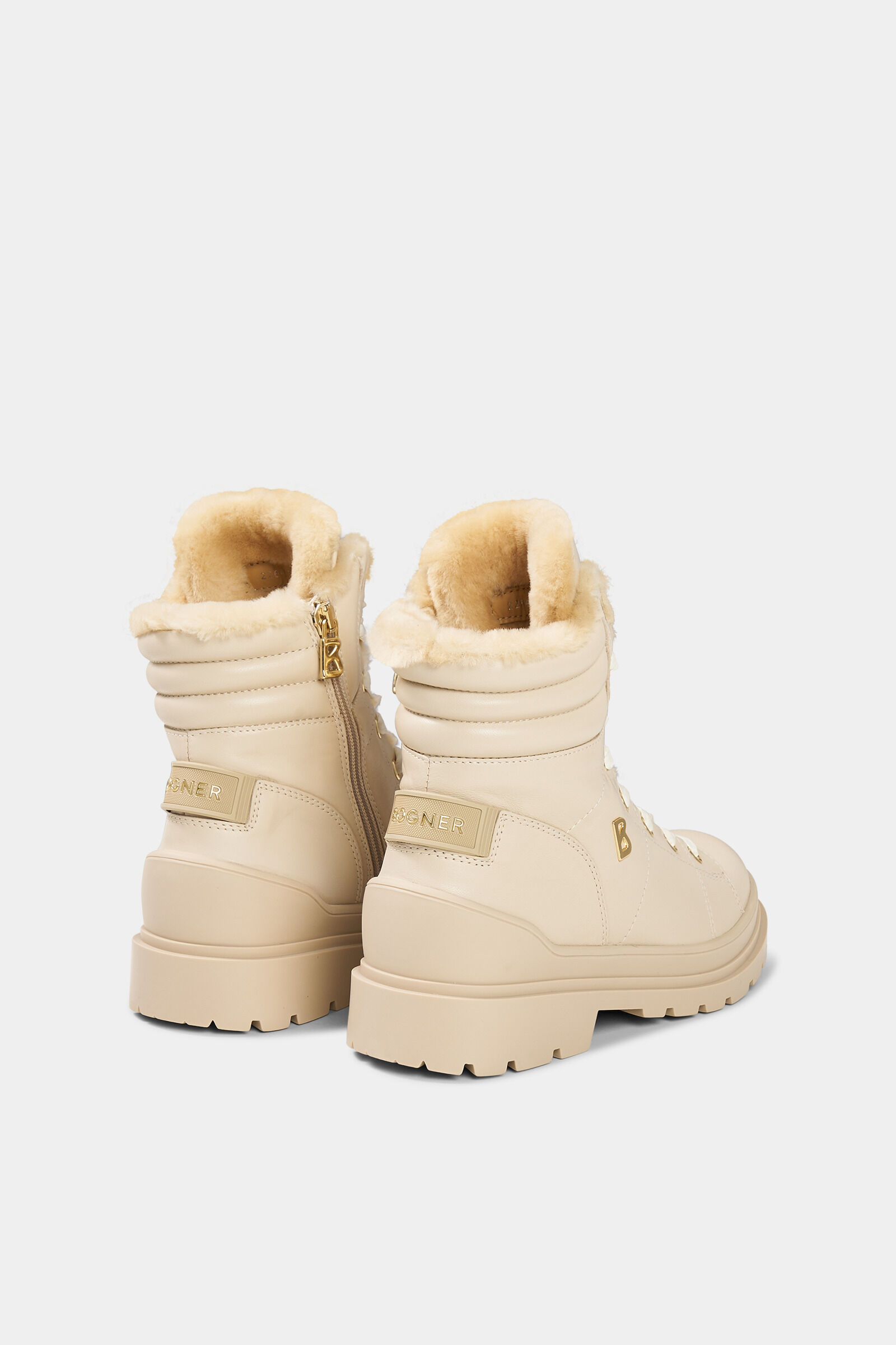 St. Moritz lace-up boots with spikes Cream