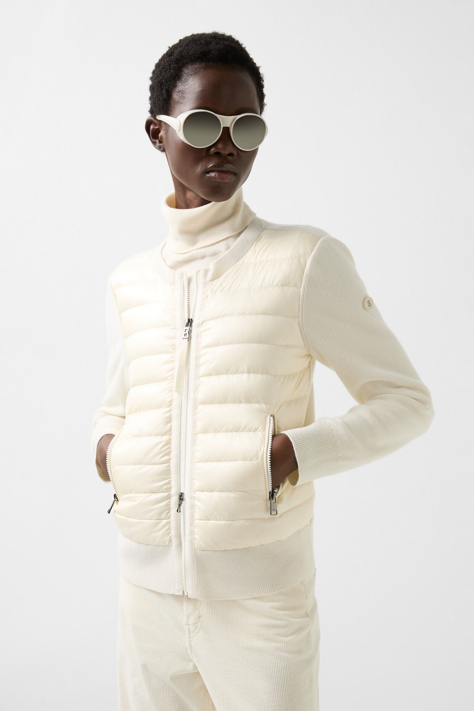 Bogner Zilly Hybrid Knit Jacket Women Off White 10 L