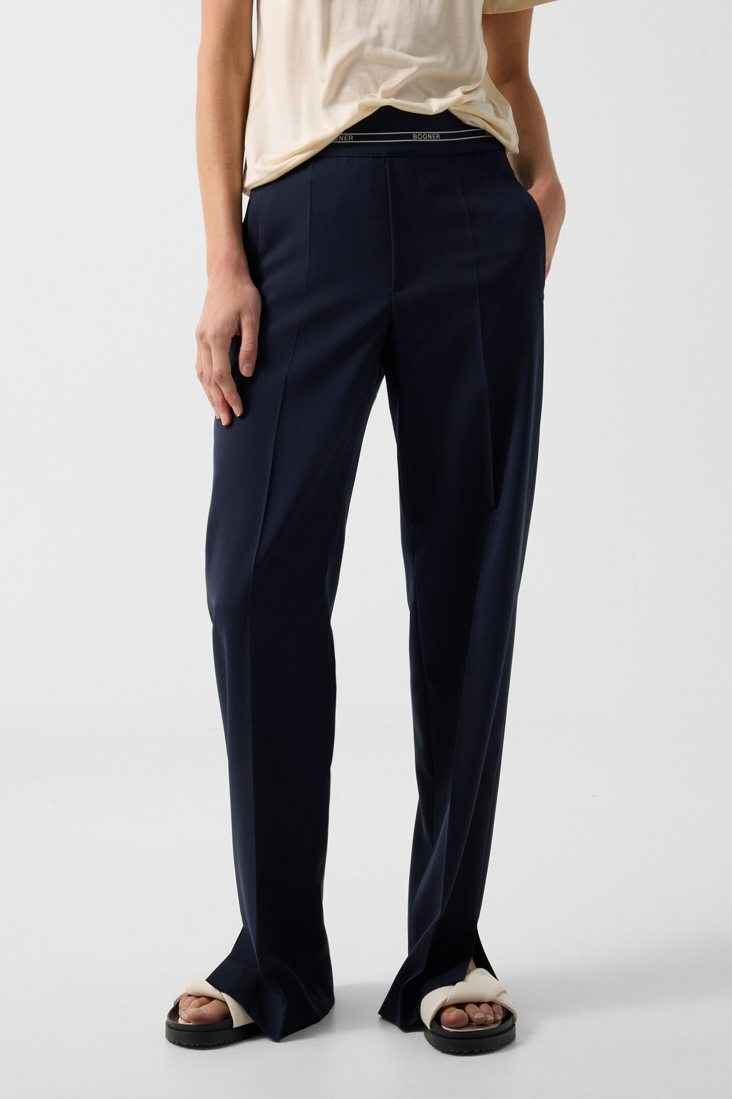 Terry virgin wool trousers Navy blue
