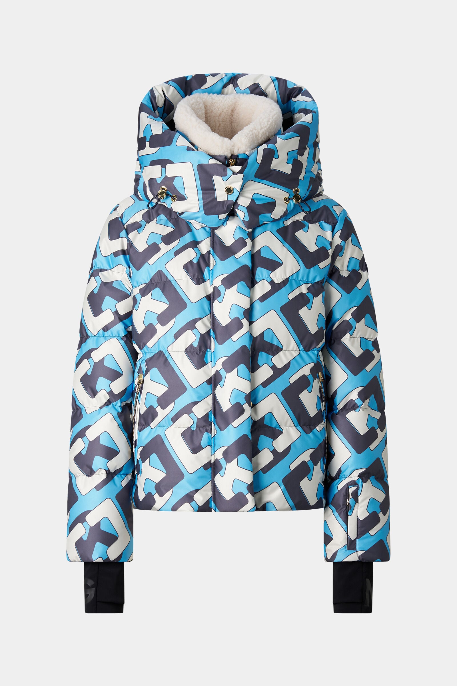 Ski-Daunenjacke Naia Cyanblau/Navy/Wei&szlig;